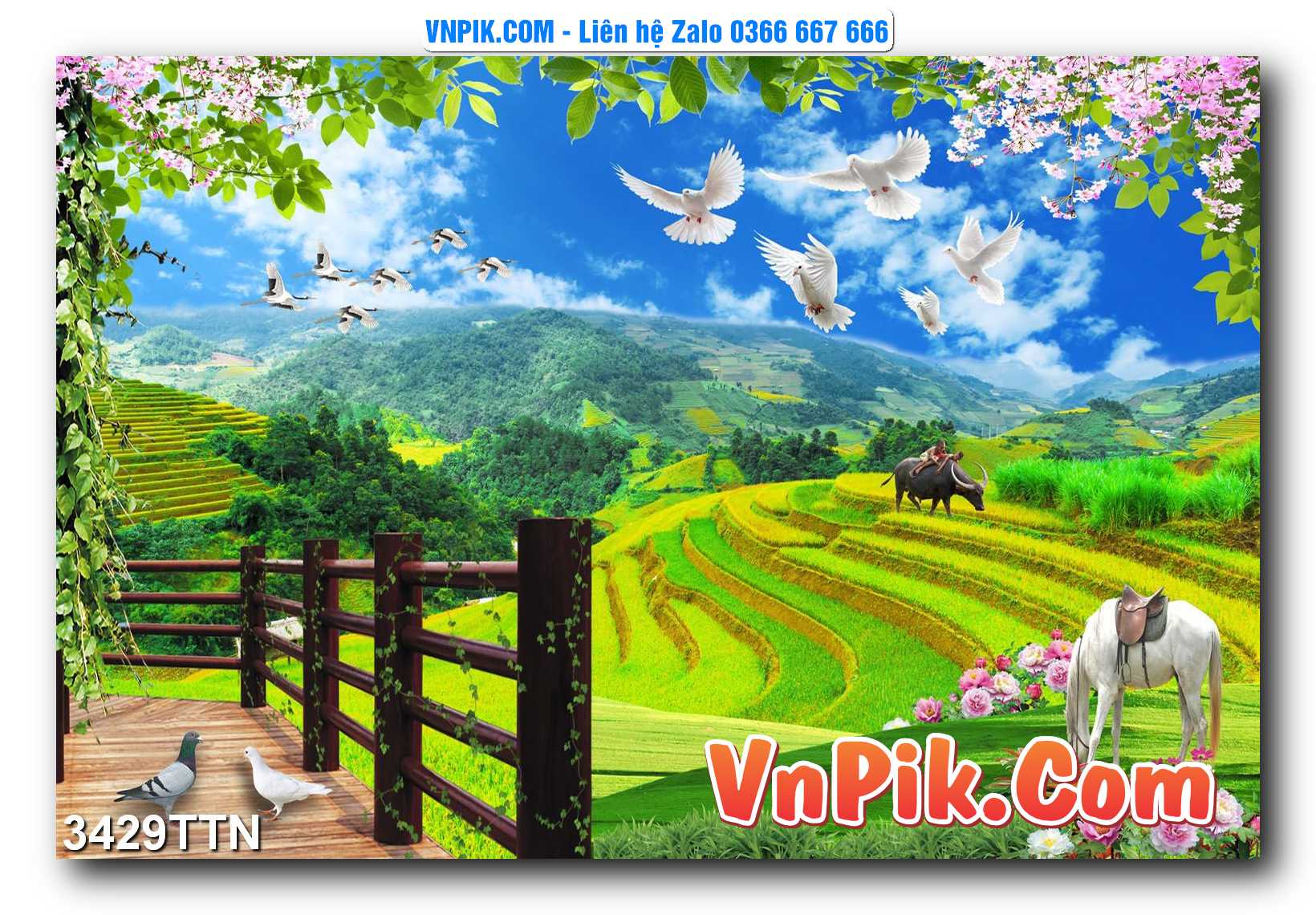 Tranh thác nước – Tranh phong thủy – Tranh treo tường mã 3429TTN