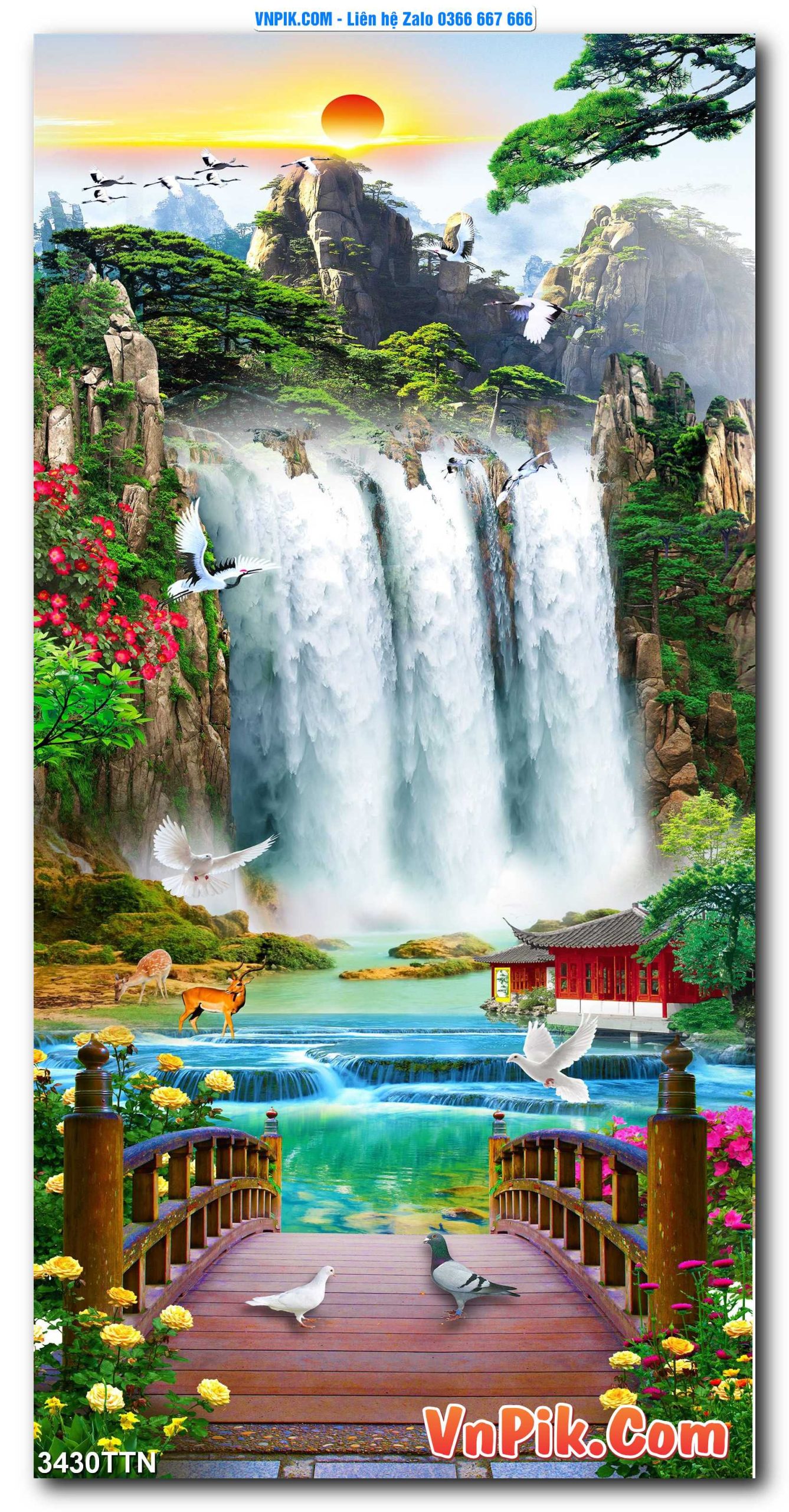 Tranh thác nước – Tranh phong thủy – Tranh treo tường mã 3430TTN