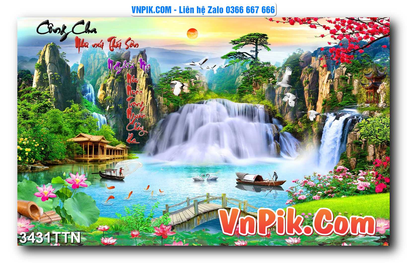 Tranh thác nước – Tranh phong thủy – Tranh treo tường mã 3431TTN