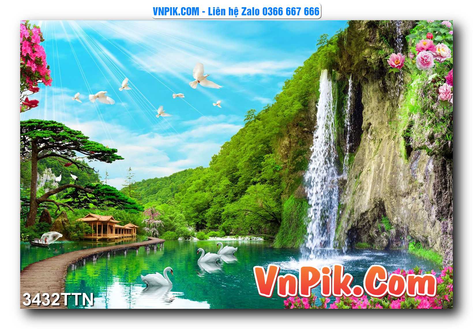 Tranh thác nước – Tranh phong thủy – Tranh treo tường mã 3432TTN