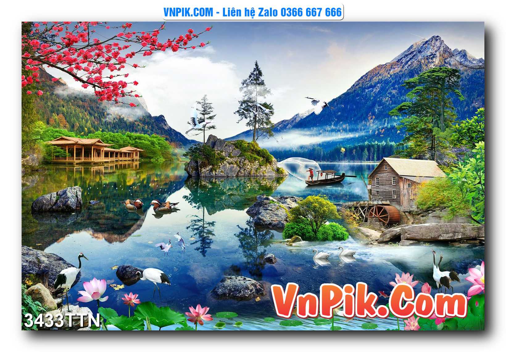 Tranh thác nước – Tranh phong thủy – Tranh treo tường mã 3433TTN