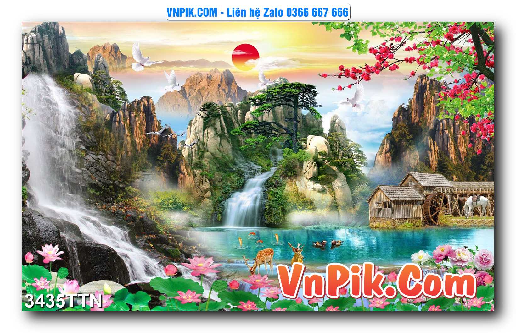 Tranh thác nước – Tranh phong thủy – Tranh treo tường mã 3435TTN