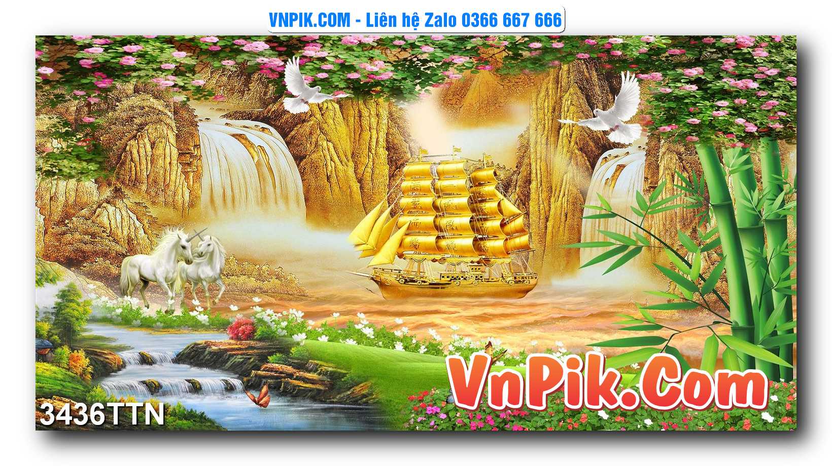 Tranh thác nước – Tranh phong thủy – Tranh treo tường mã 3436TTN