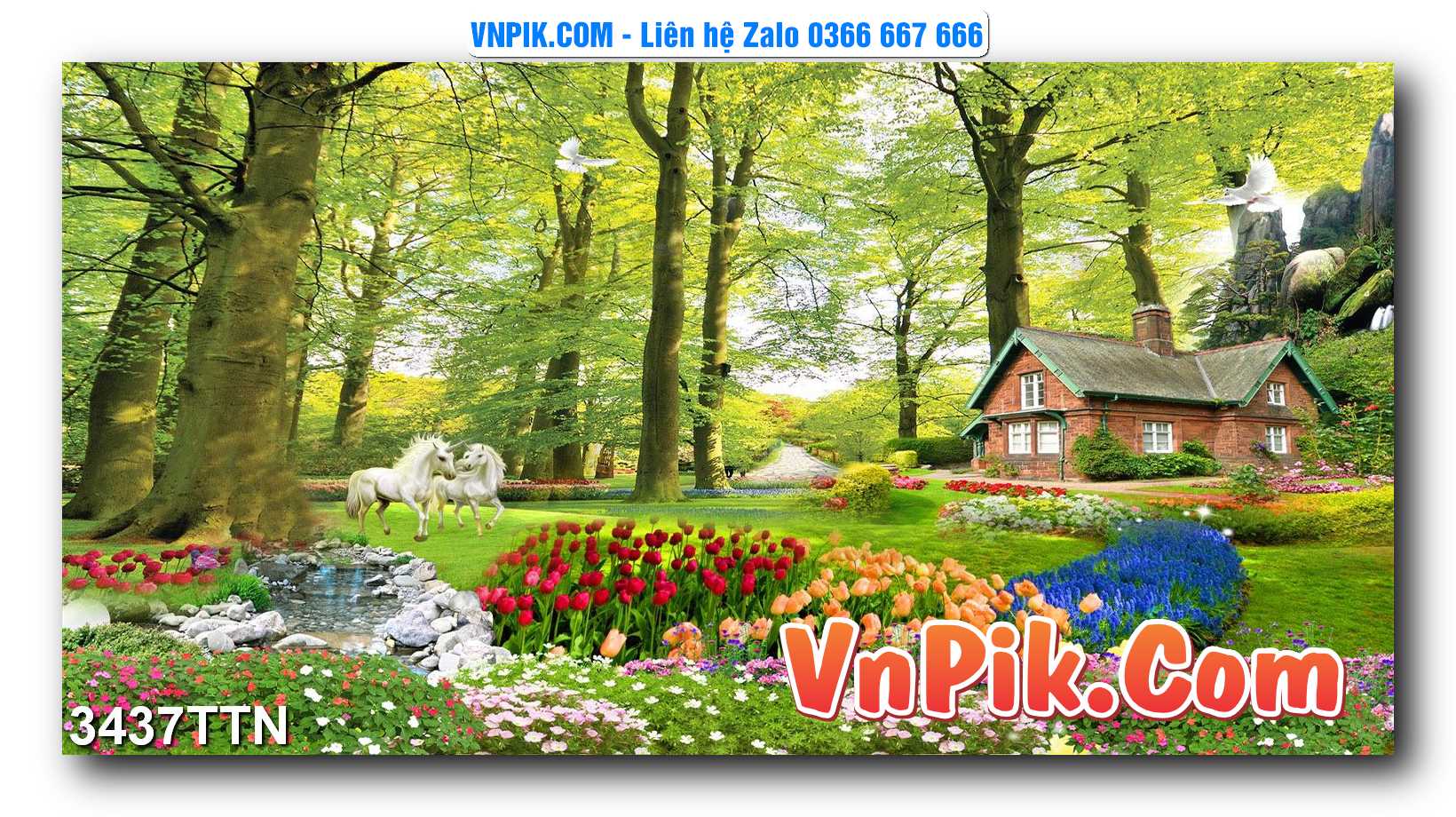 Tranh thác nước – Tranh phong thủy – Tranh treo tường mã 3437TTN