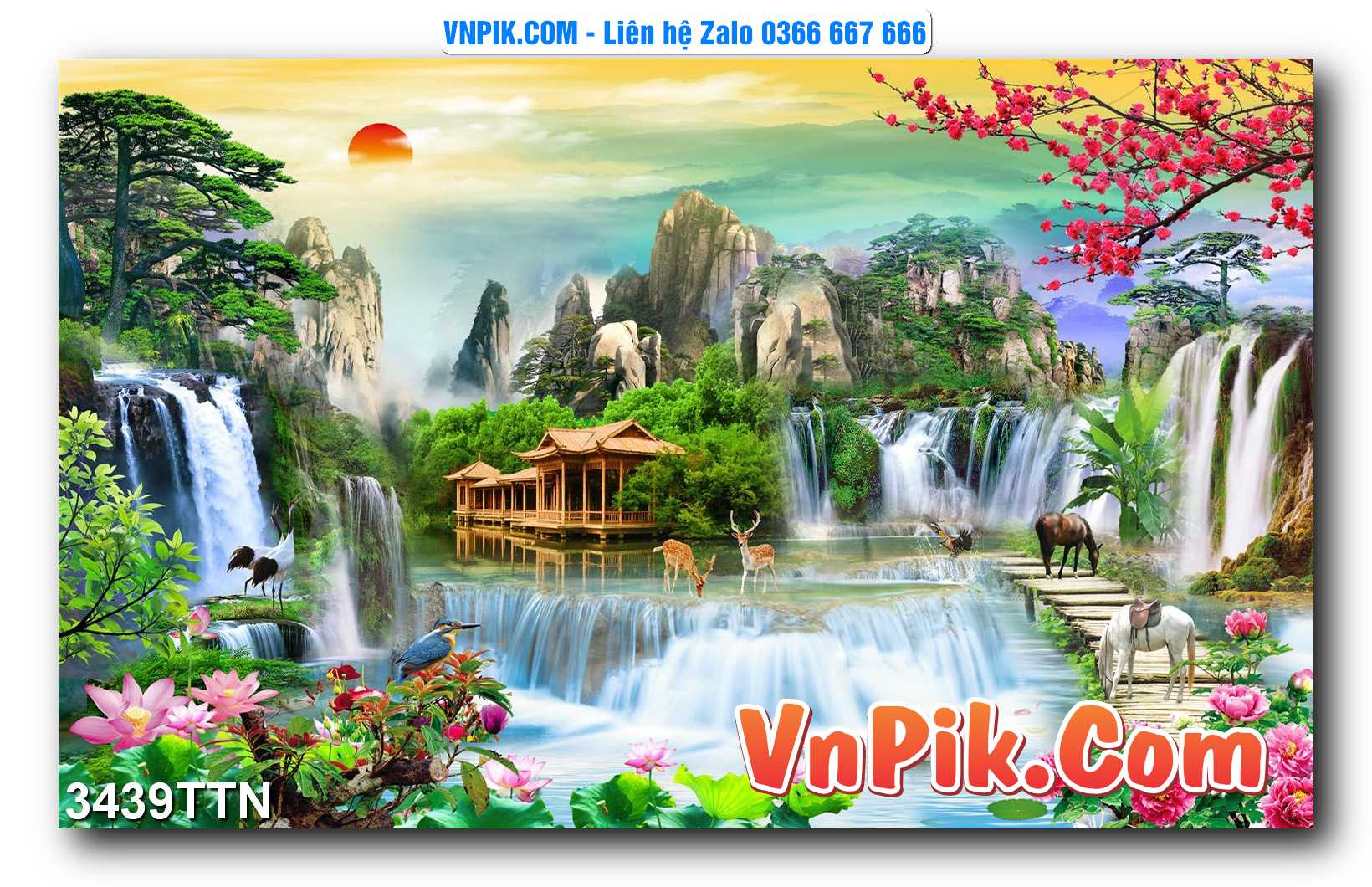 Tranh thác nước – Tranh phong thủy – Tranh treo tường mã 3439TTN