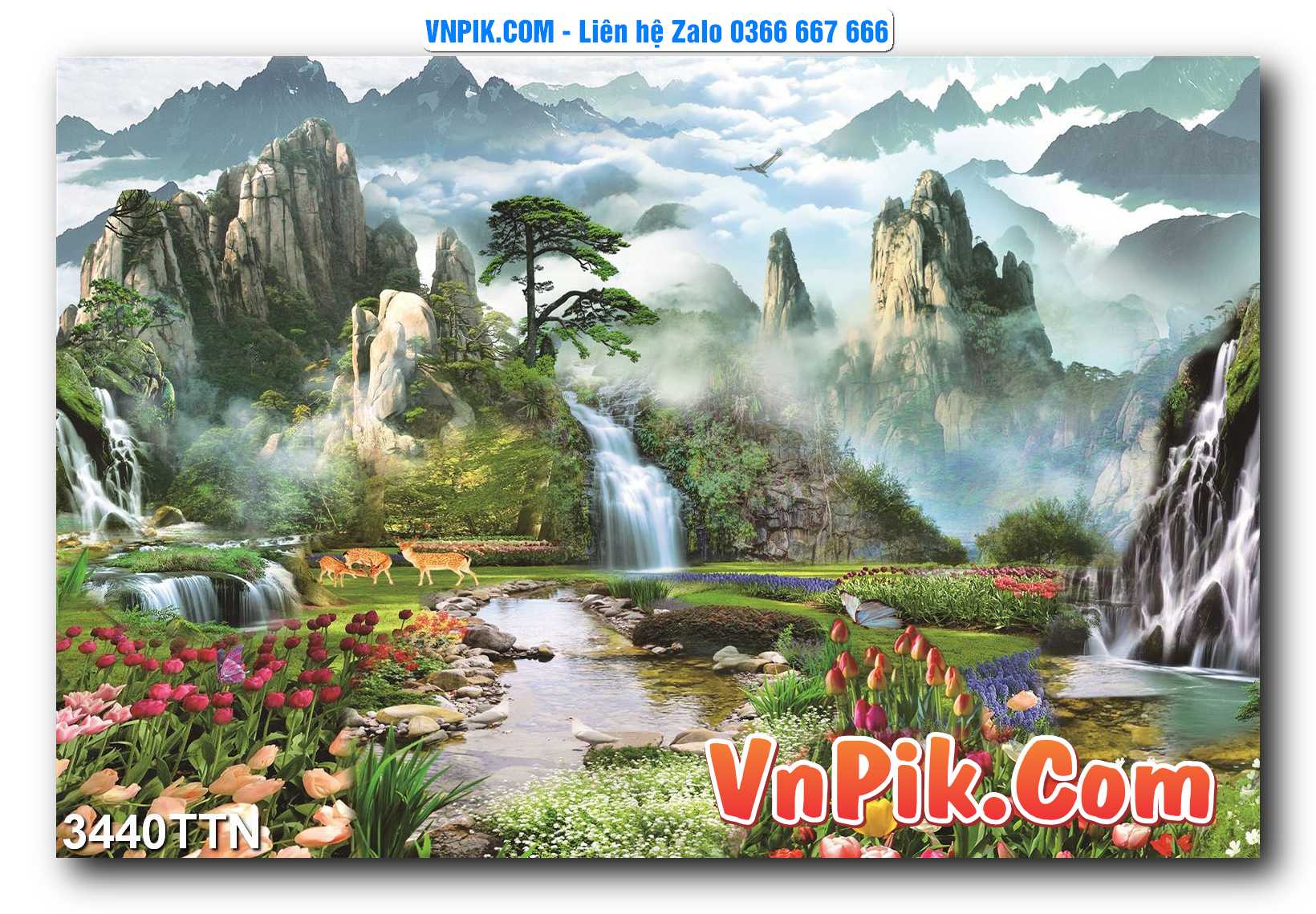 Tranh thác nước – Tranh phong thủy – Tranh treo tường mã 3440TTN