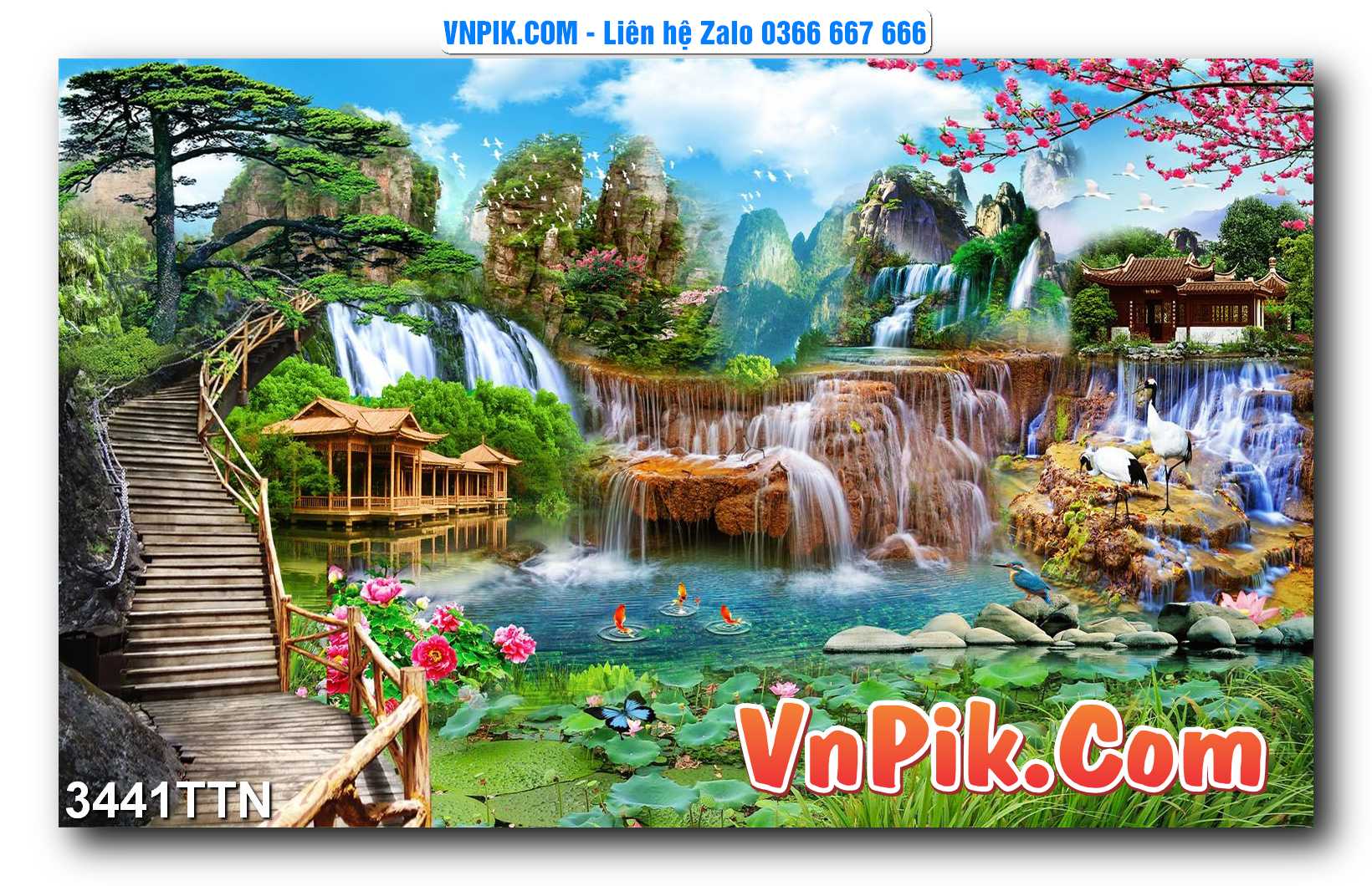 Tranh thác nước – Tranh phong thủy – Tranh treo tường mã 3441TTN