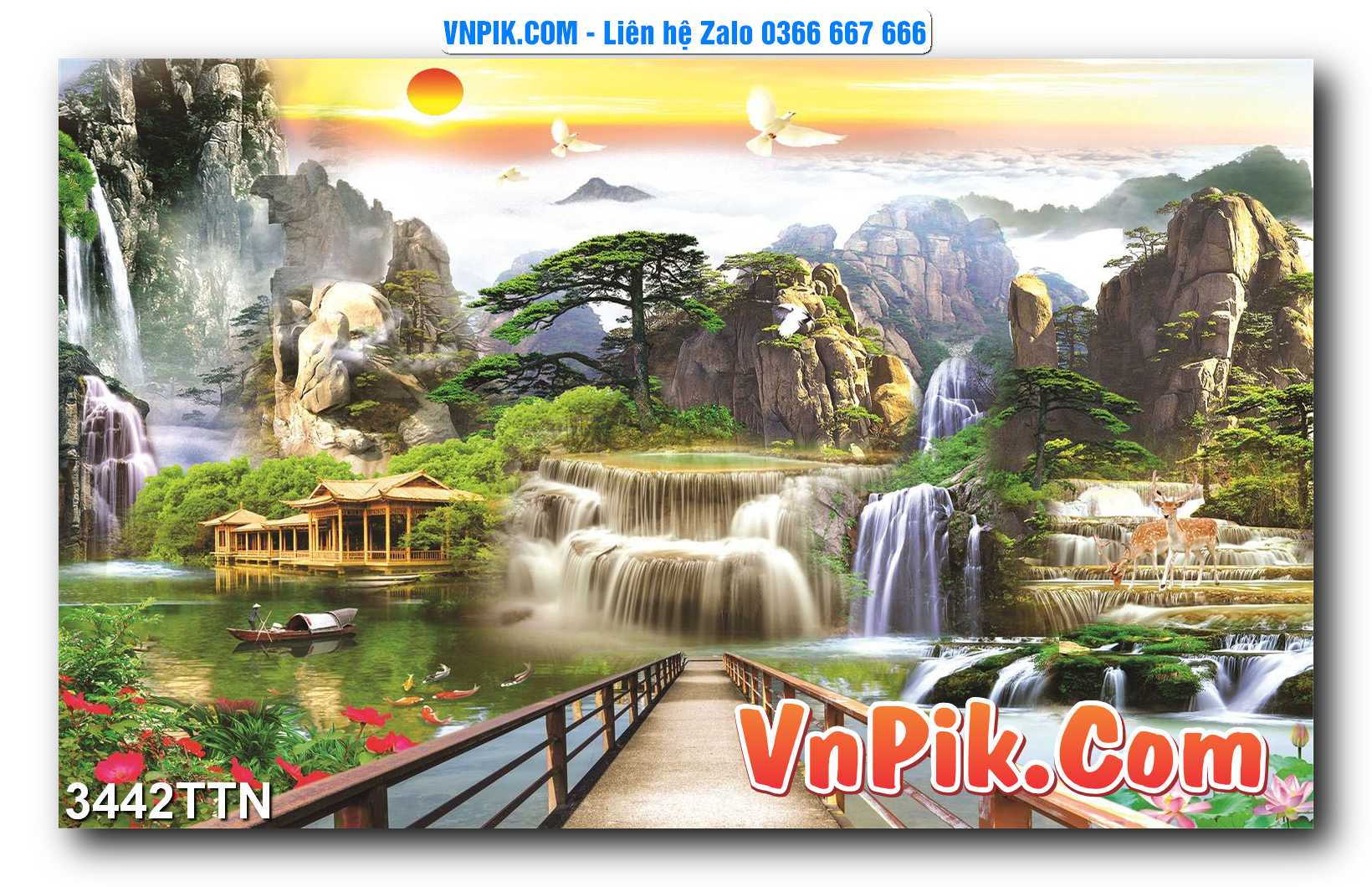 Tranh thác nước – Tranh phong thủy – Tranh treo tường mã 3442TTN