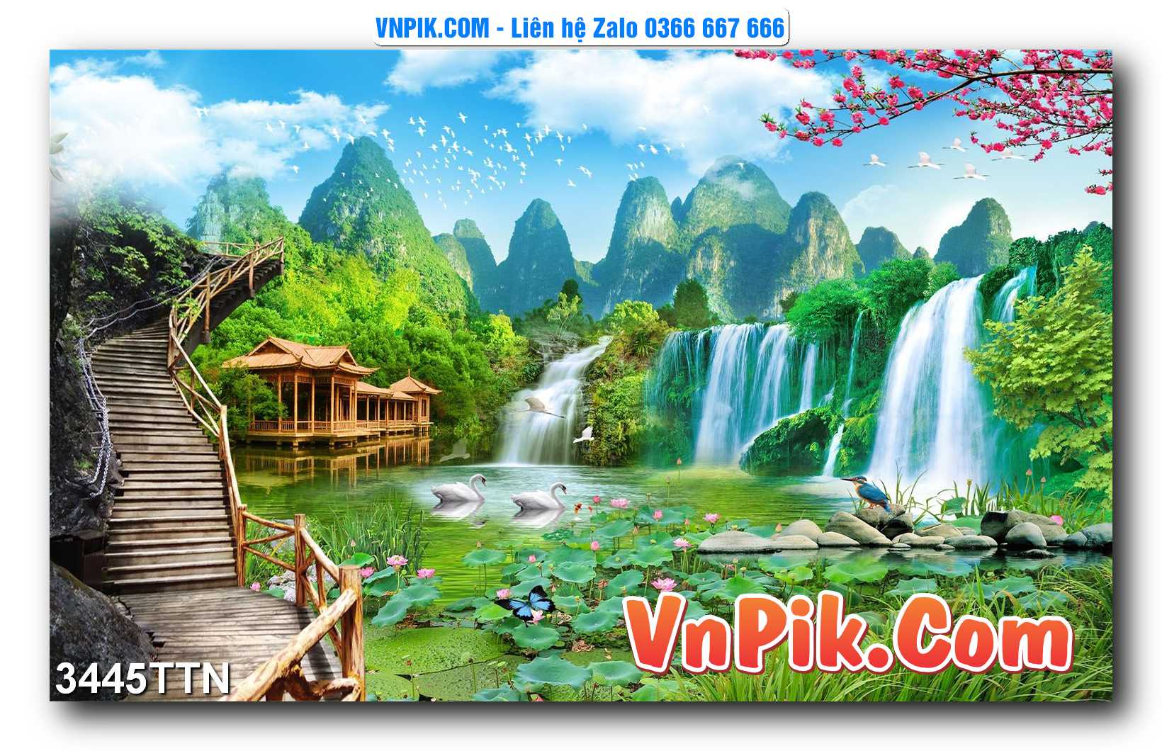 Tranh thác nước – Tranh phong thủy – Tranh treo tường mã 3445TTN