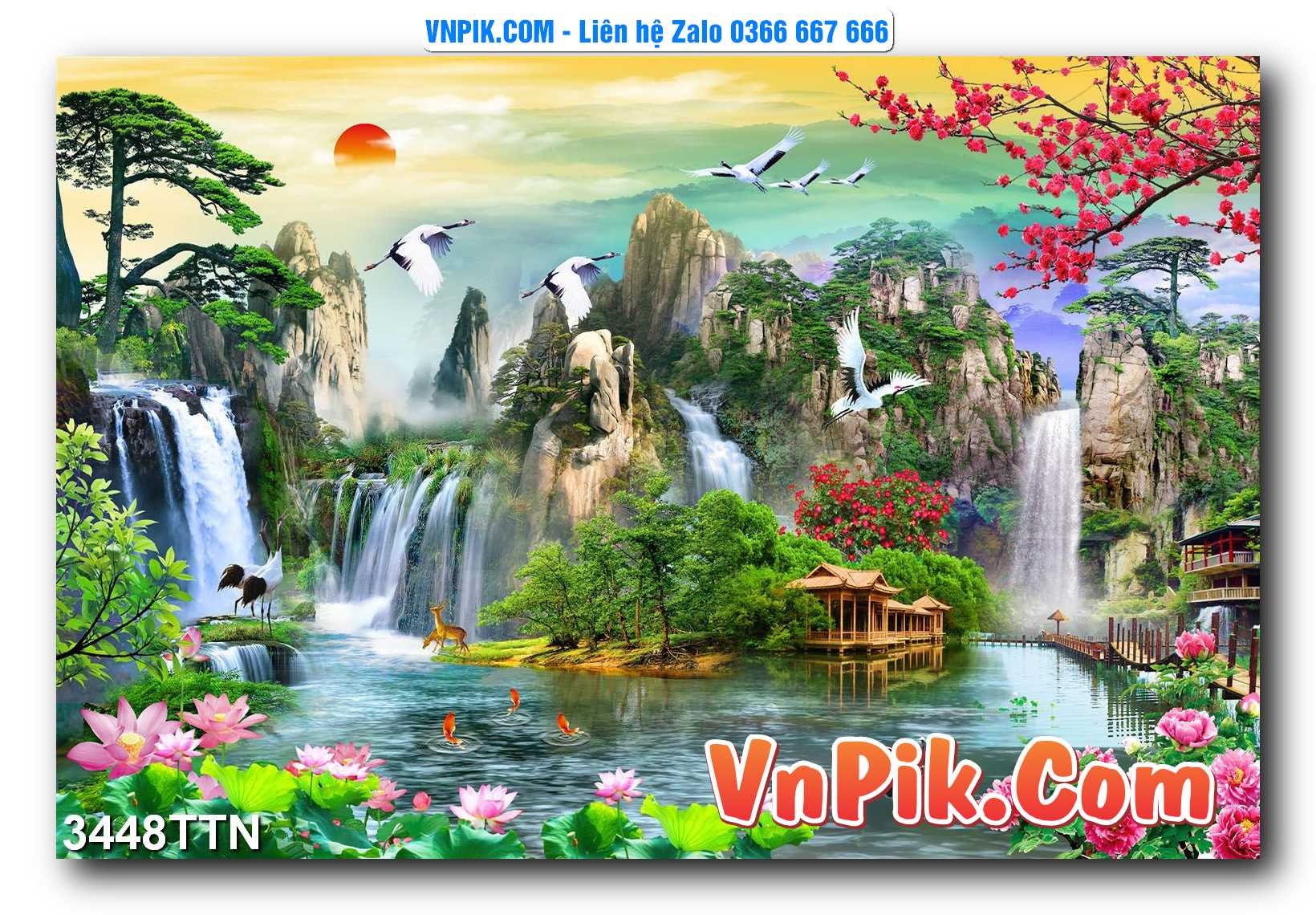 Tranh thác nước – Tranh phong thủy – Tranh treo tường mã 3448TTN