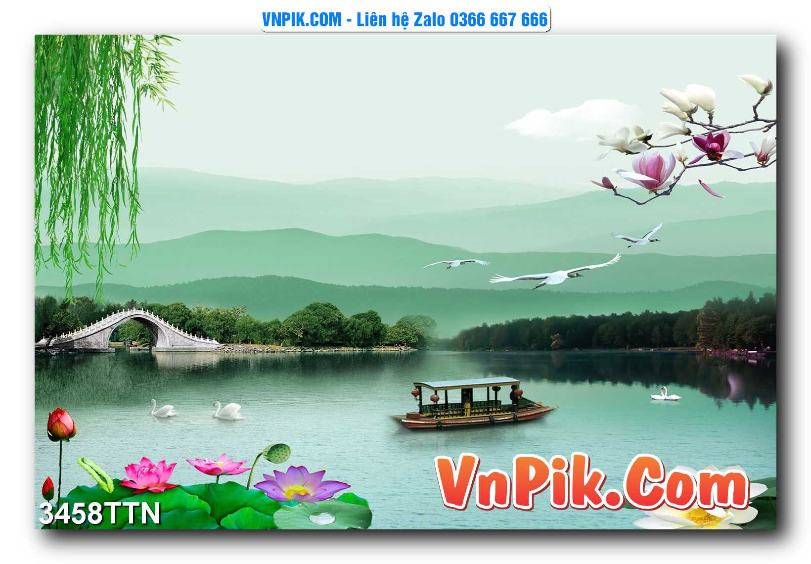 Tranh thác nước – Tranh phong thủy – Tranh treo tường mã 3458TTN