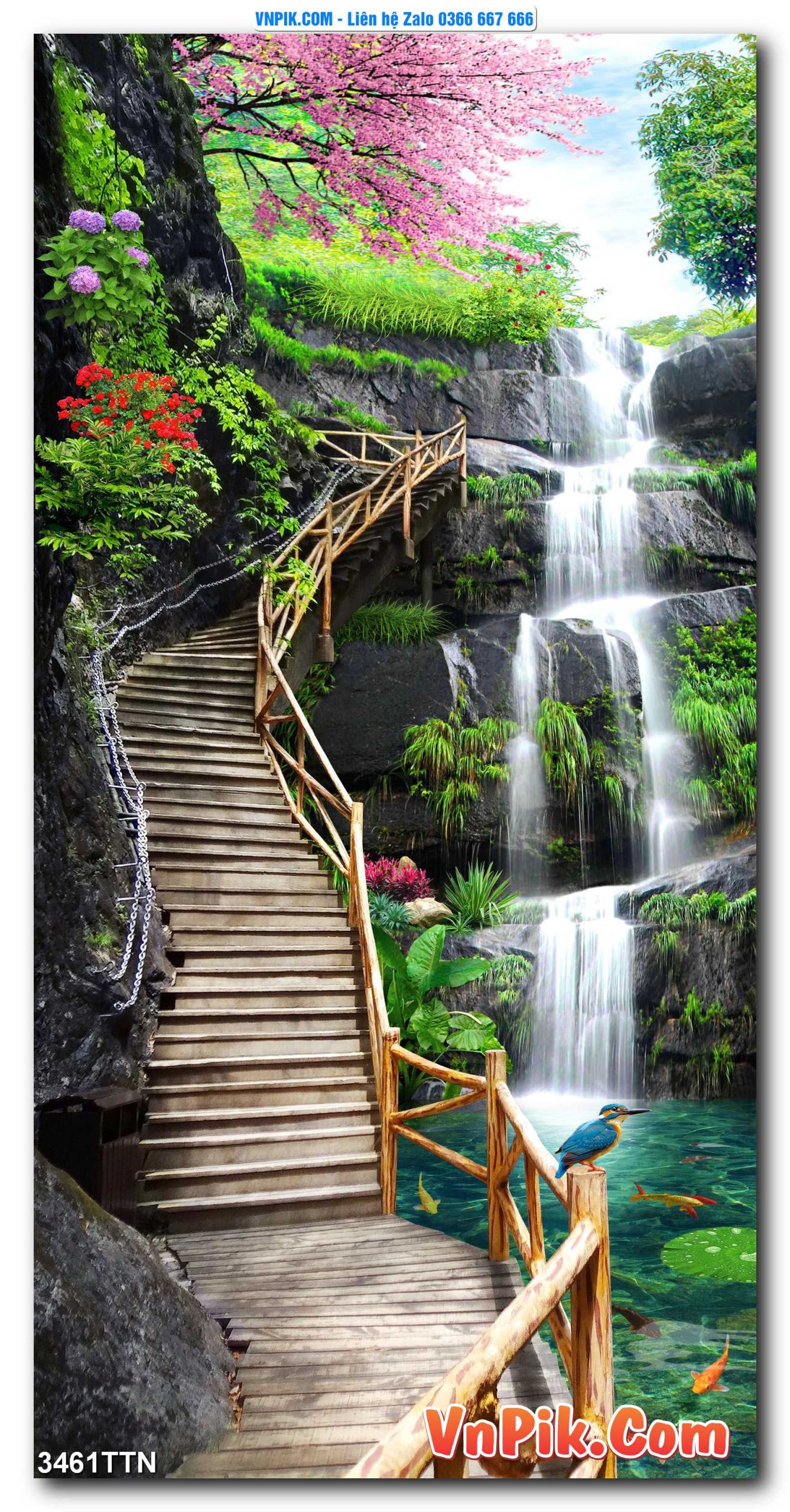 Tranh thác nước – Tranh phong thủy – Tranh treo tường mã 3461TTN