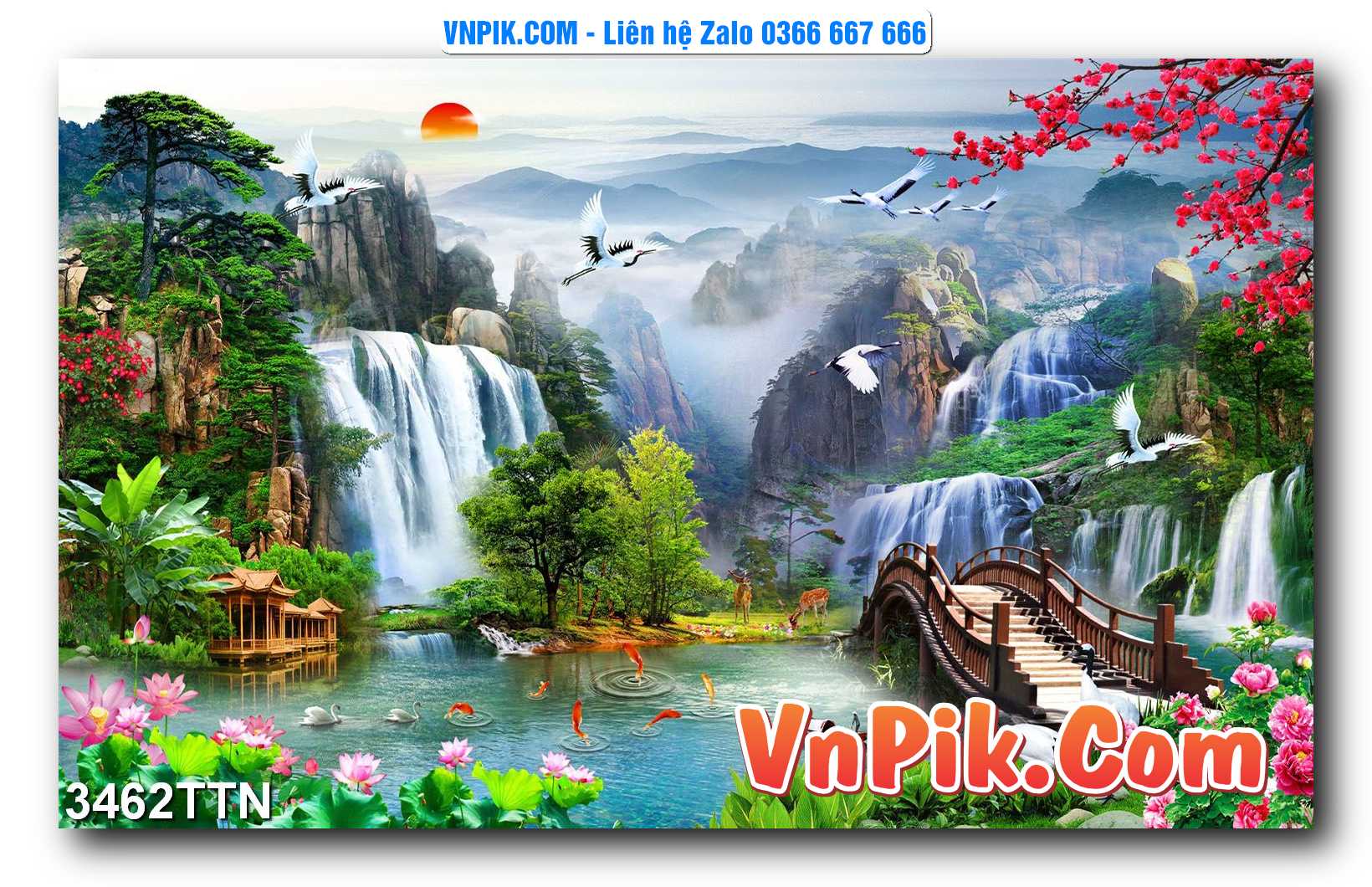 Tranh thác nước – Tranh phong thủy – Tranh treo tường mã 3462TTN