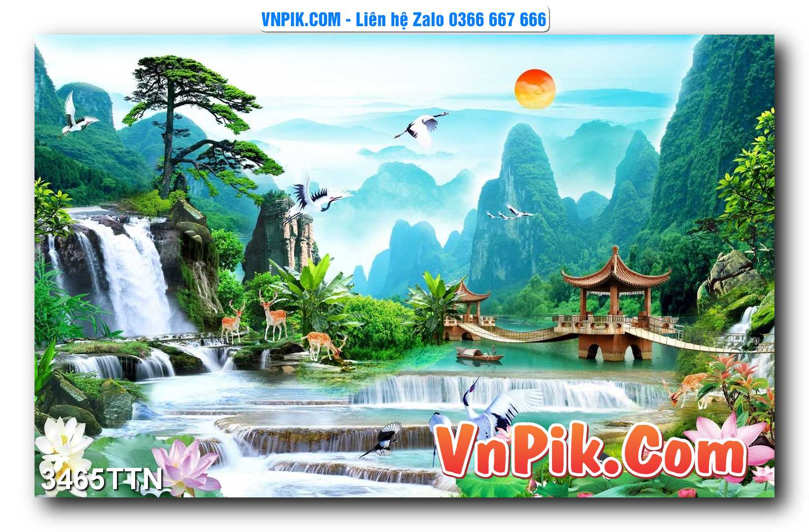 Tranh thác nước – Tranh phong thủy – Tranh treo tường mã 3465TTN