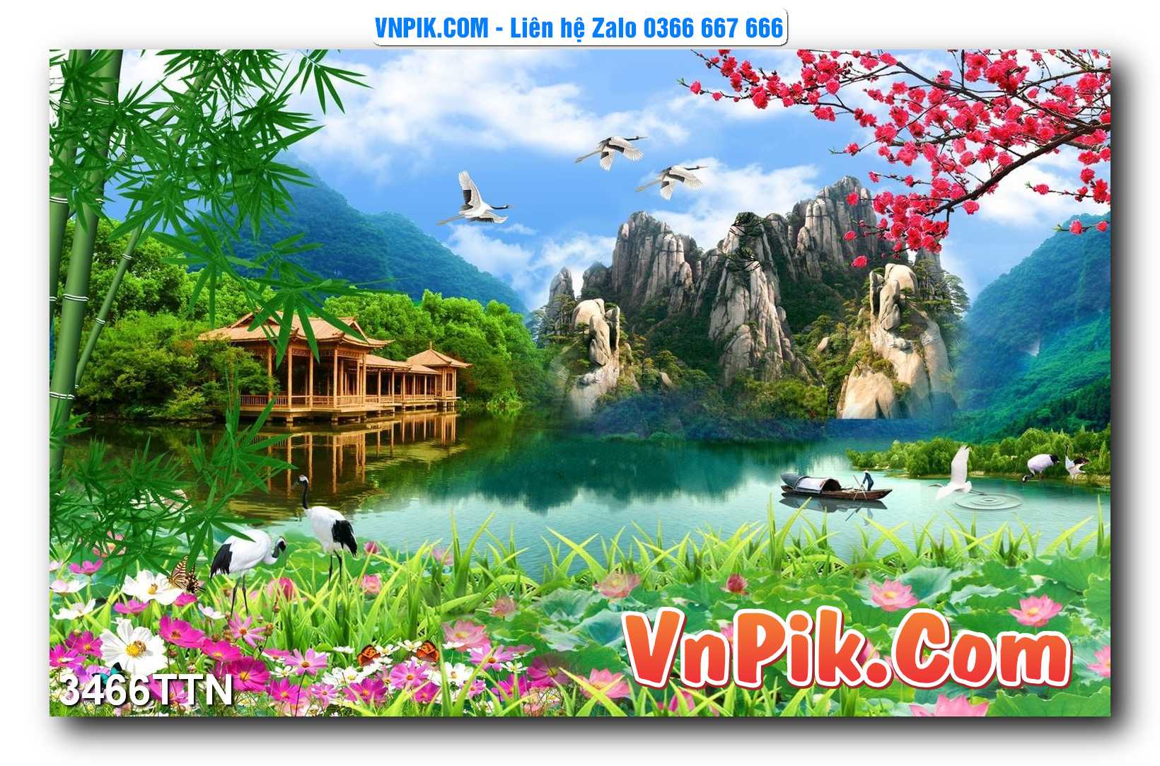 Tranh thác nước – Tranh phong thủy – Tranh treo tường mã 3466TTN