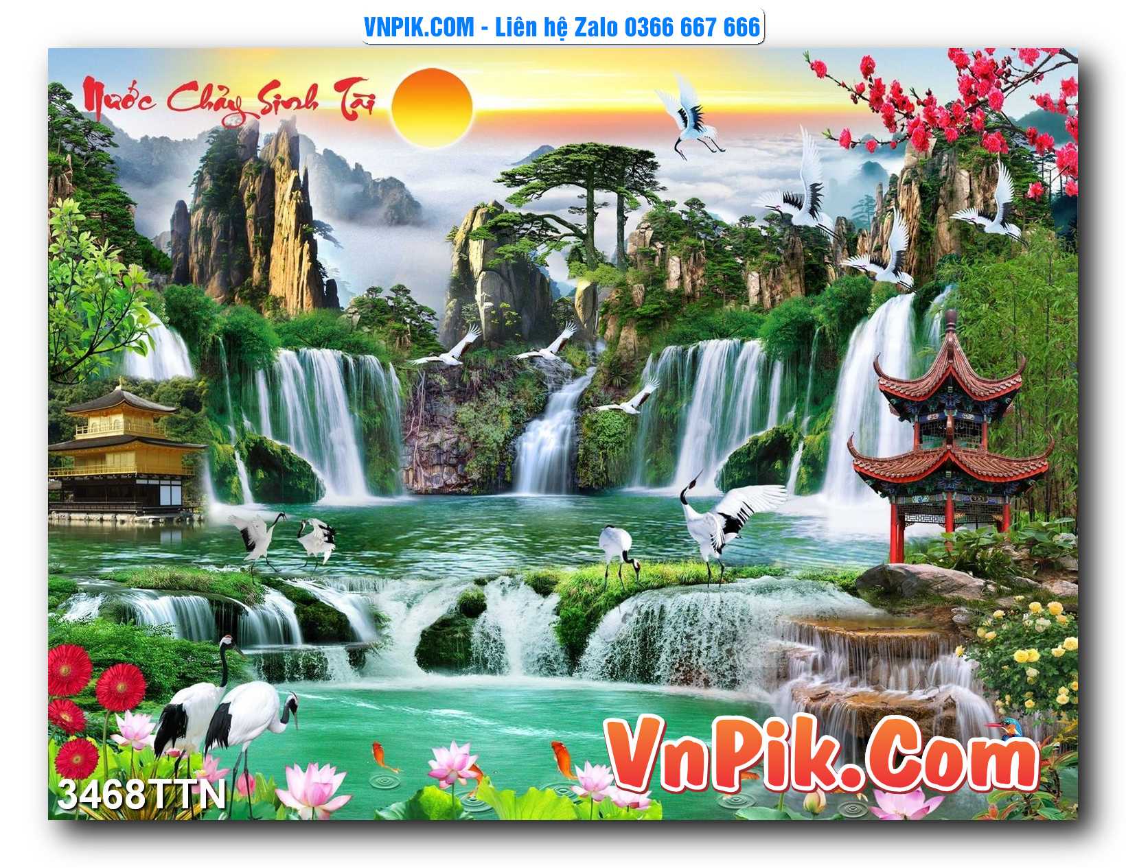 Tranh thác nước – Tranh phong thủy – Tranh treo tường mã 3468TTN