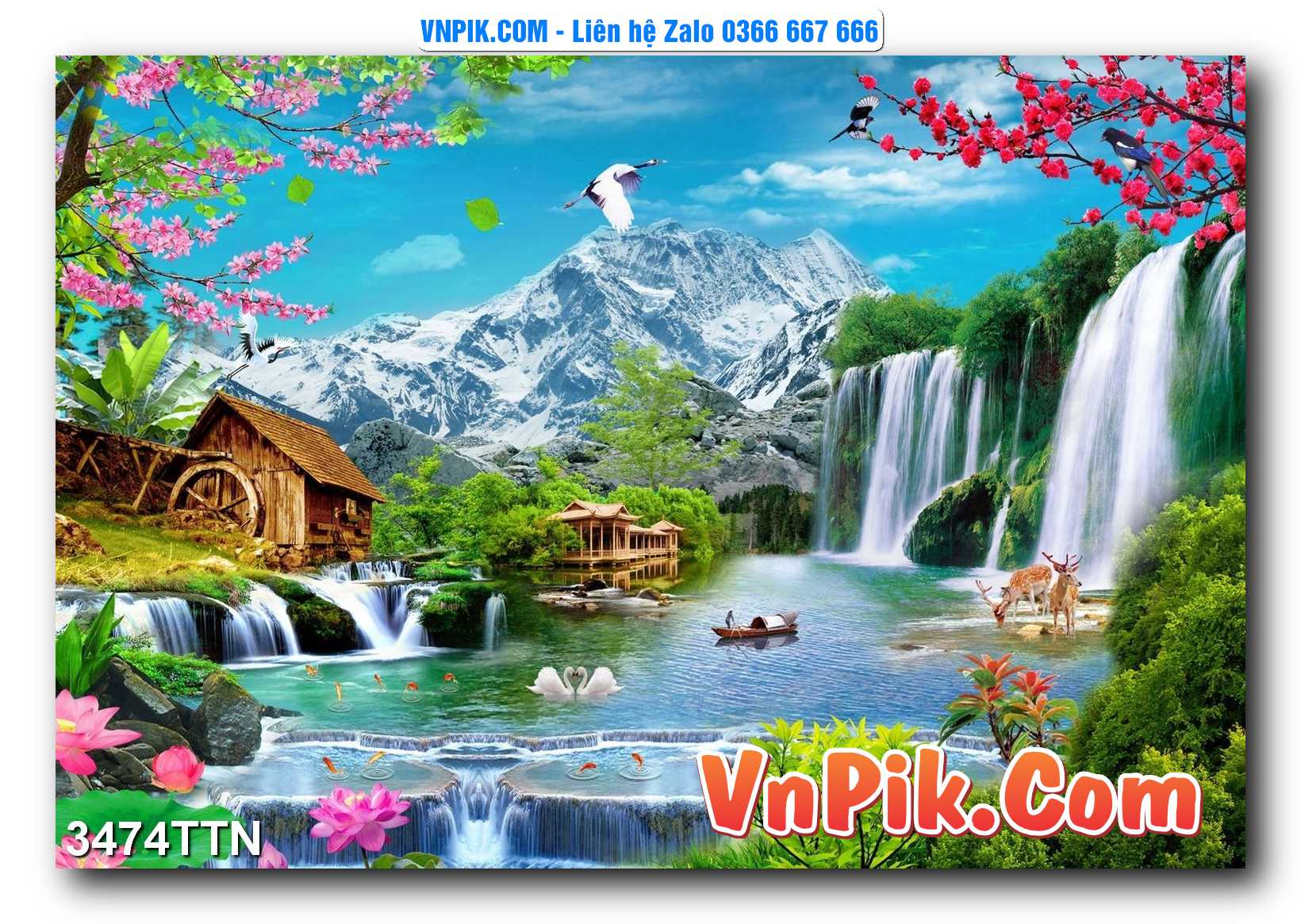 Tranh thác nước – Tranh phong thủy – Tranh treo tường mã 3474TTN