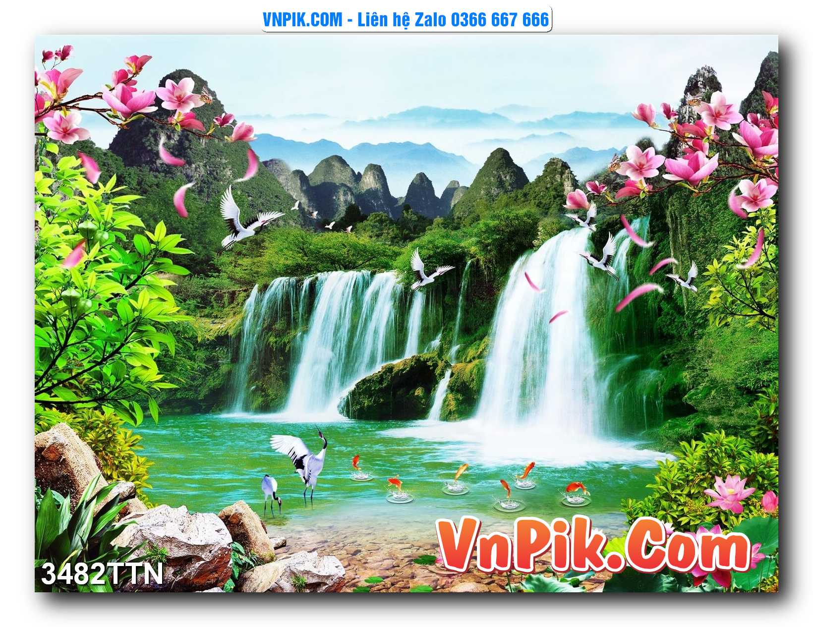 Tranh thác nước – Tranh phong thủy – Tranh treo tường mã 3482TTN