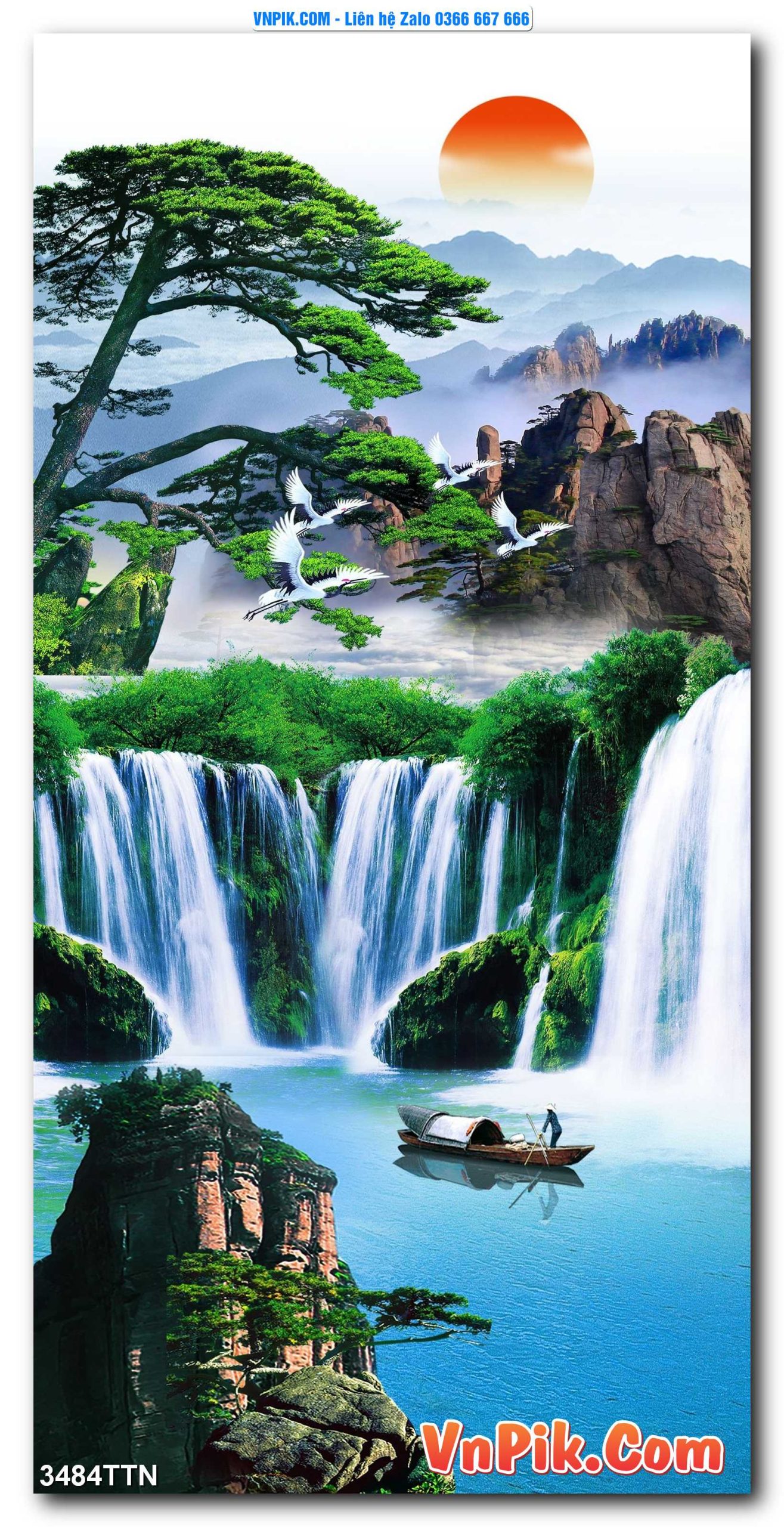 Tranh thác nước – Tranh phong thủy – Tranh treo tường mã 3484TTN