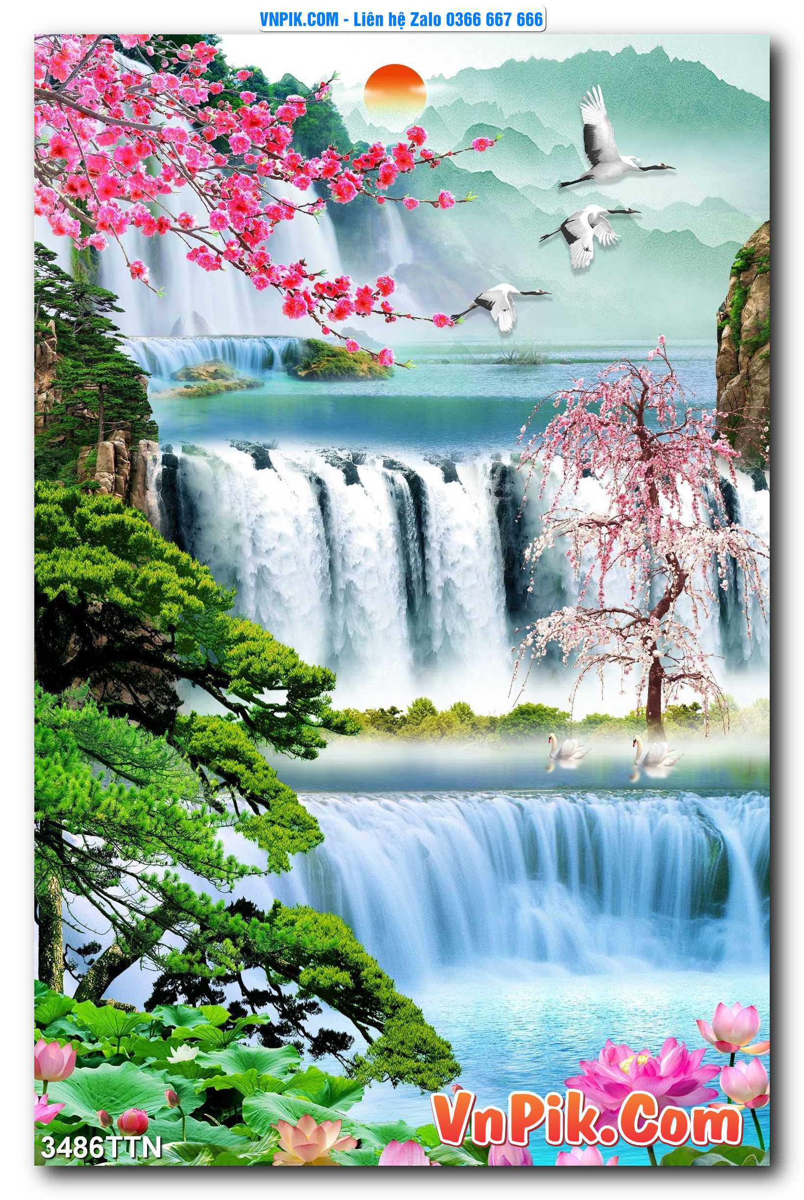 Tranh thác nước – Tranh phong thủy – Tranh treo tường mã 3486TTN
