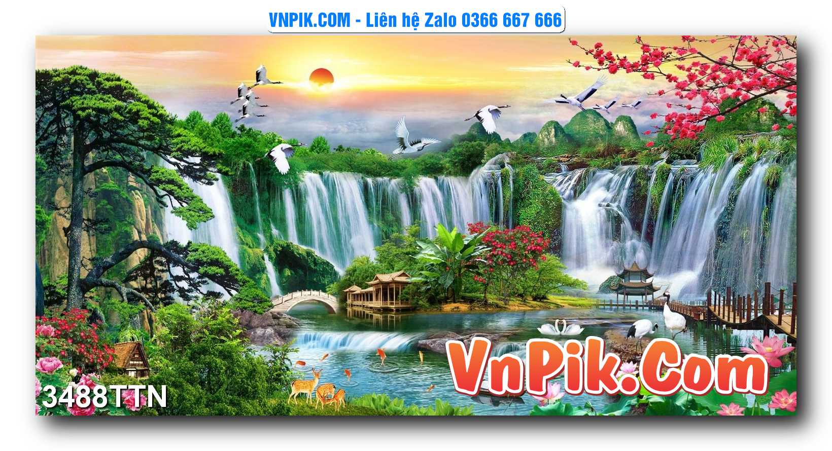 Tranh thác nước – Tranh phong thủy – Tranh treo tường mã 3488TTN