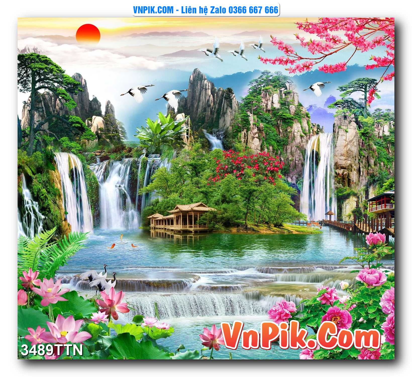Tranh thác nước – Tranh phong thủy – Tranh treo tường mã 3489TTN