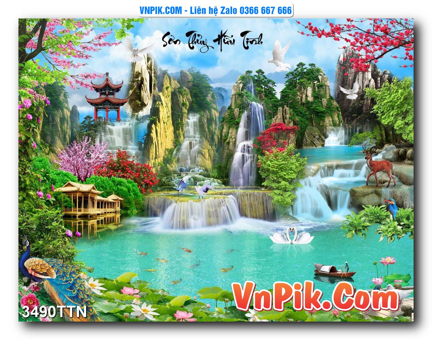 Tranh thác nước – Tranh phong thủy – Tranh treo tường mã 3490TTN