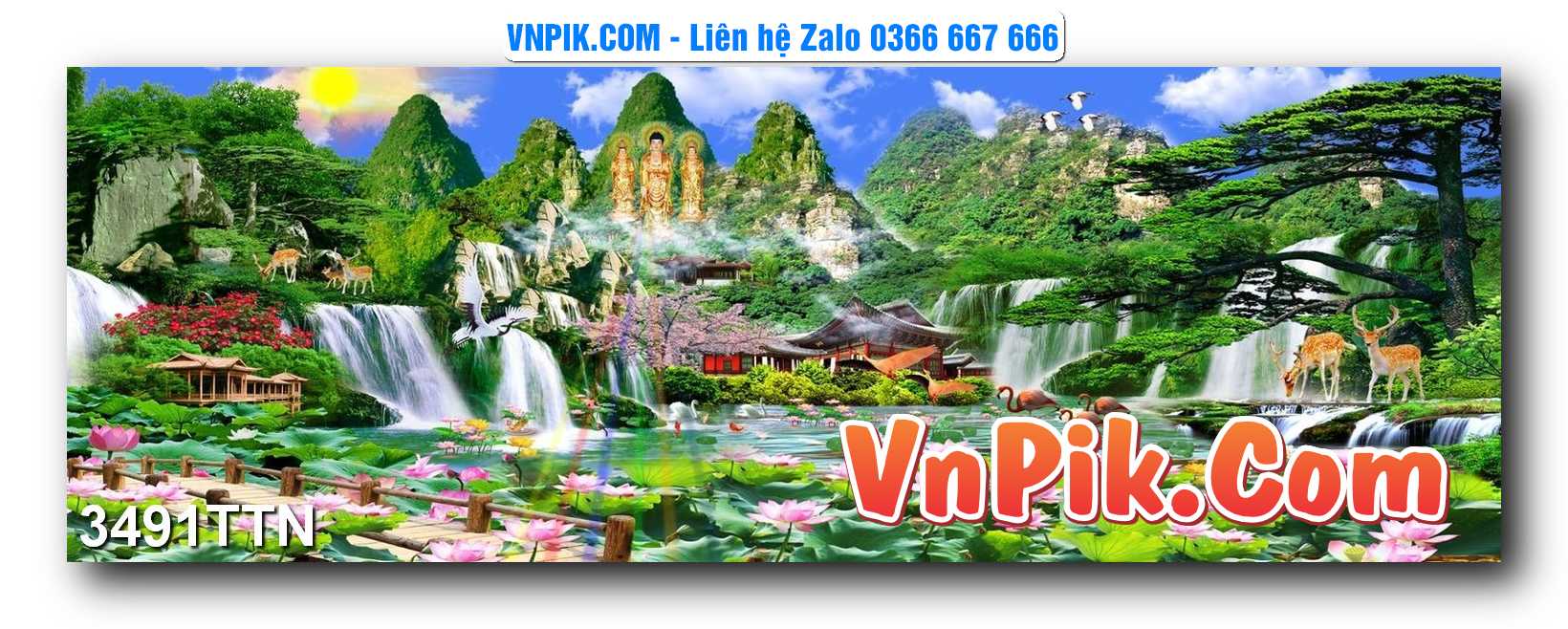 Tranh thác nước – Tranh phong thủy – Tranh treo tường mã 3491TTN