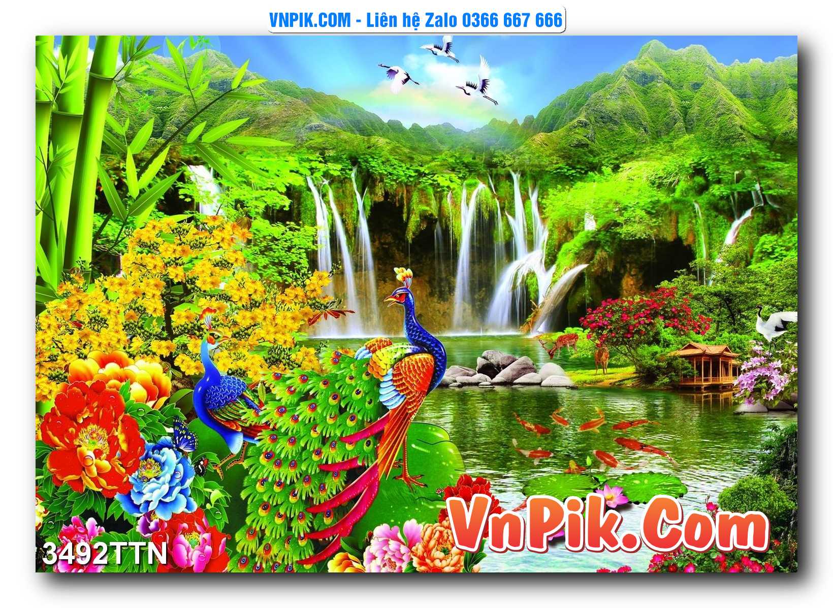 Tranh thác nước – Tranh phong thủy – Tranh treo tường mã 3492TTN
