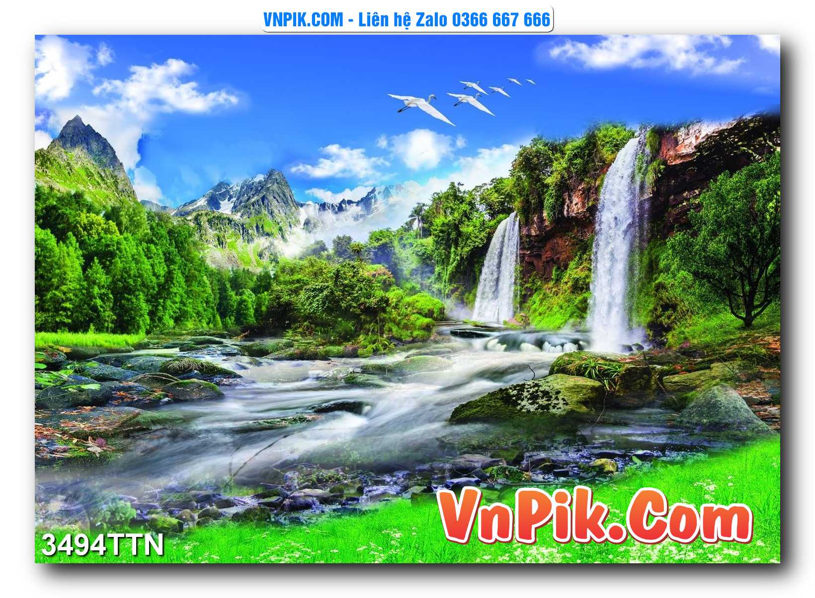 Tranh thác nước – Tranh phong thủy – Tranh treo tường mã 3494TTN