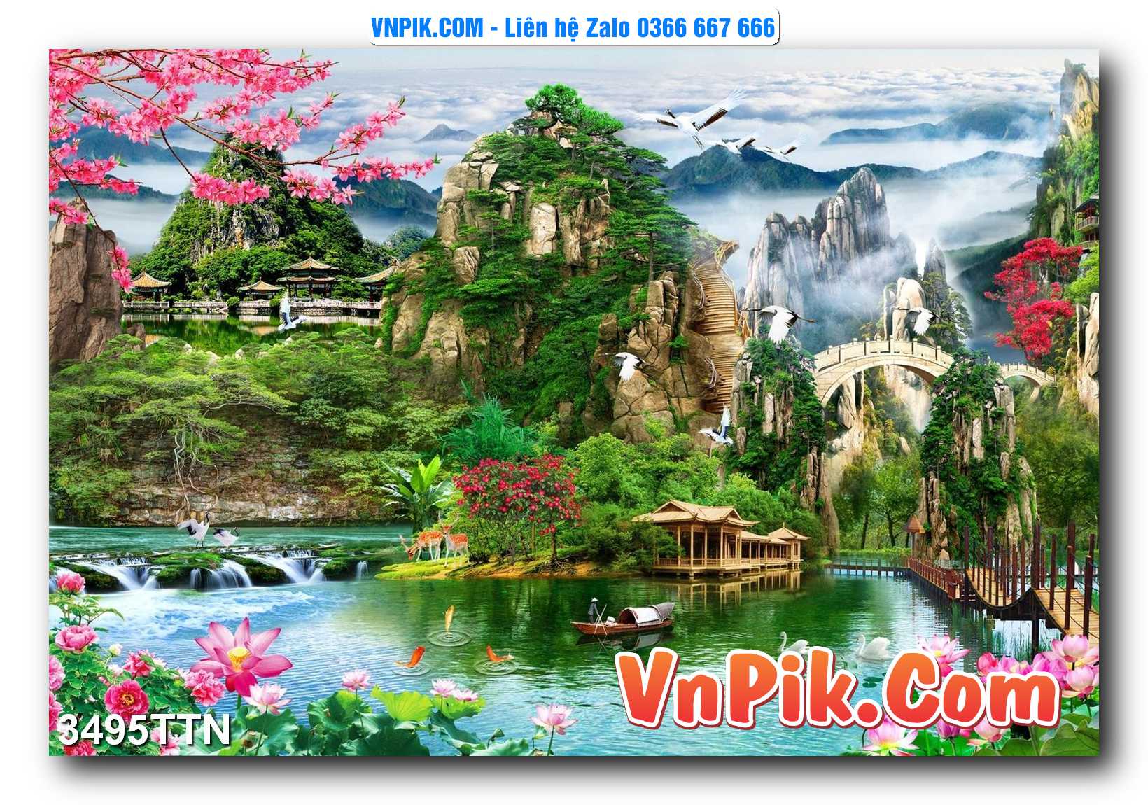 Tranh thác nước – Tranh phong thủy – Tranh treo tường mã 3495TTN