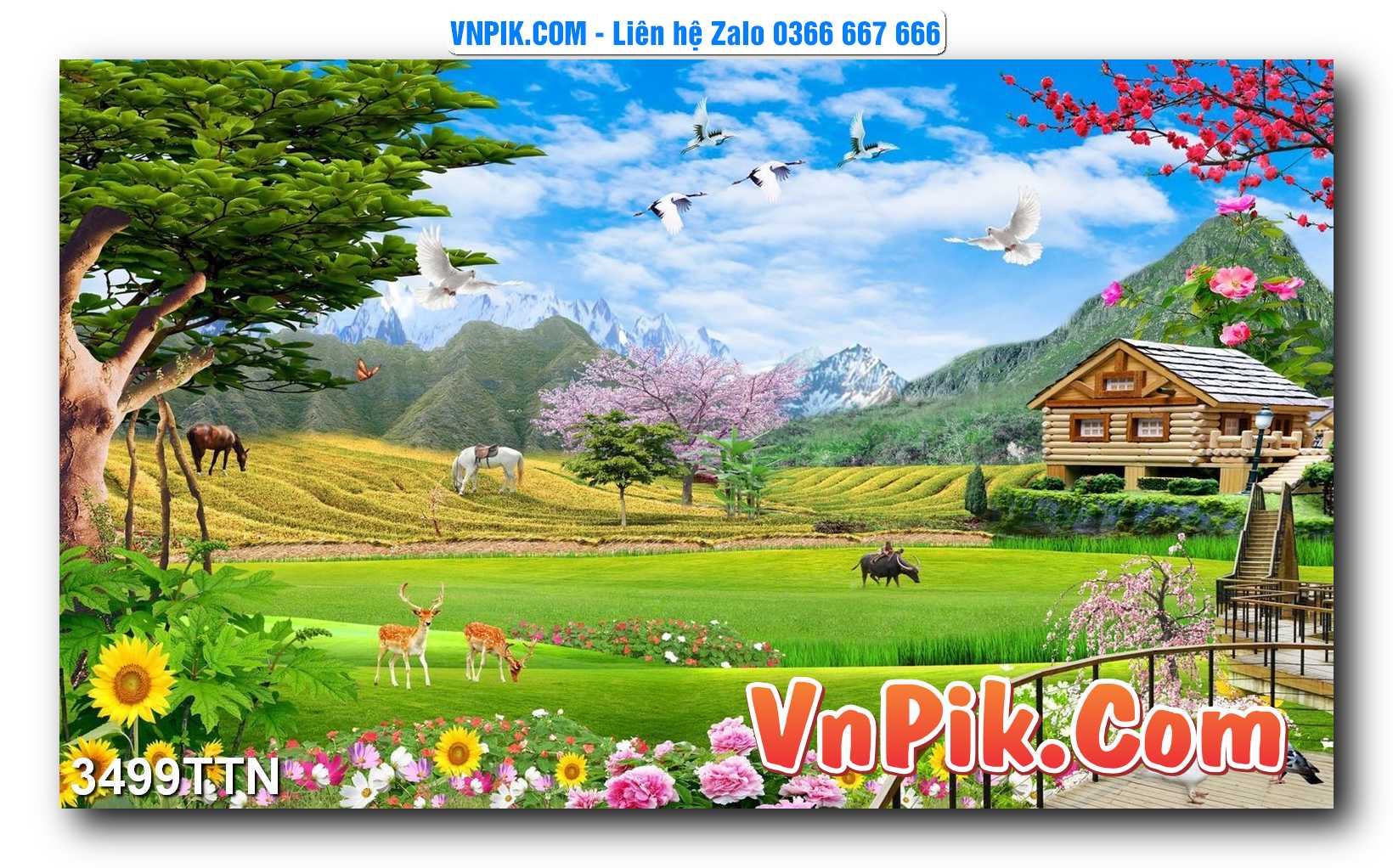 Tranh thác nước – Tranh phong thủy – Tranh treo tường mã 3499TTN
