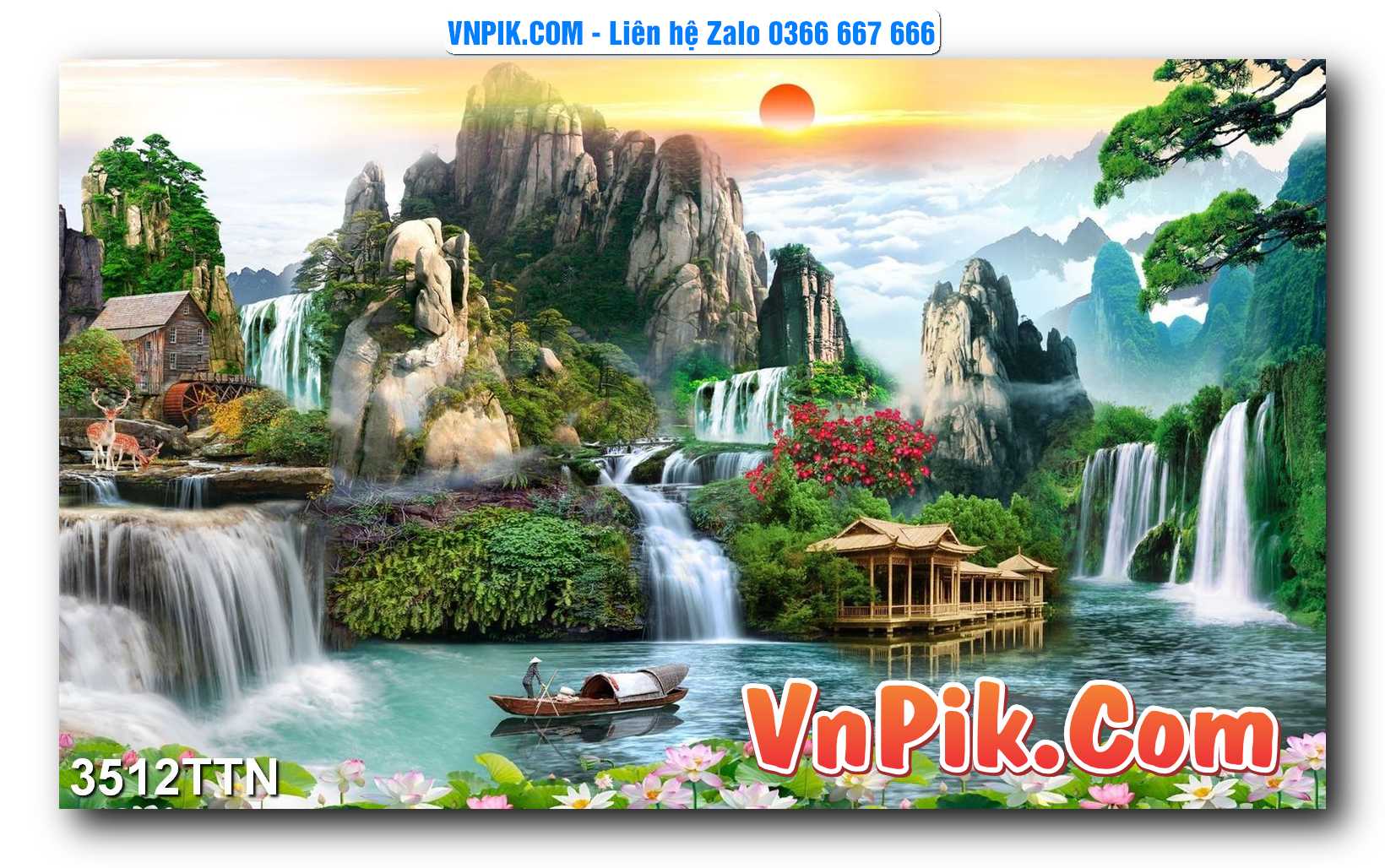 Tranh thác nước – Tranh phong thủy – Tranh treo tường mã 3512TTN