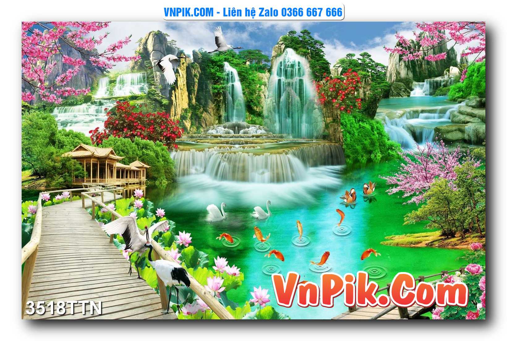Tranh thác nước – Tranh phong thủy – Tranh treo tường mã 3518TTN