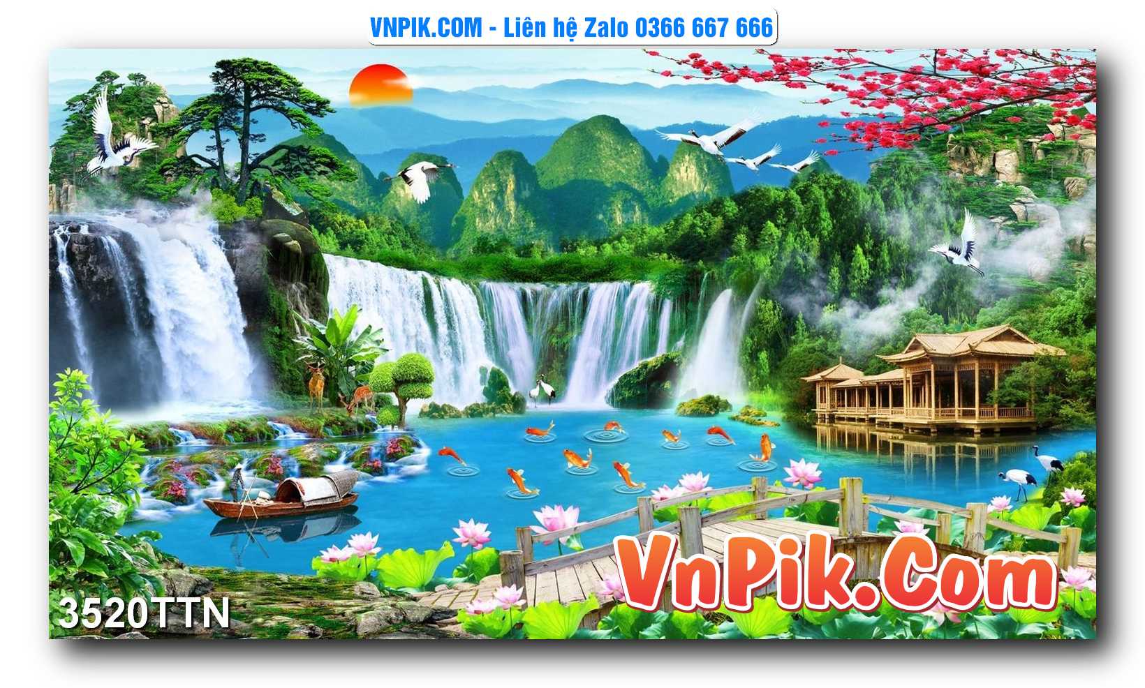 Tranh thác nước – Tranh phong thủy – Tranh treo tường mã 3520TTN
