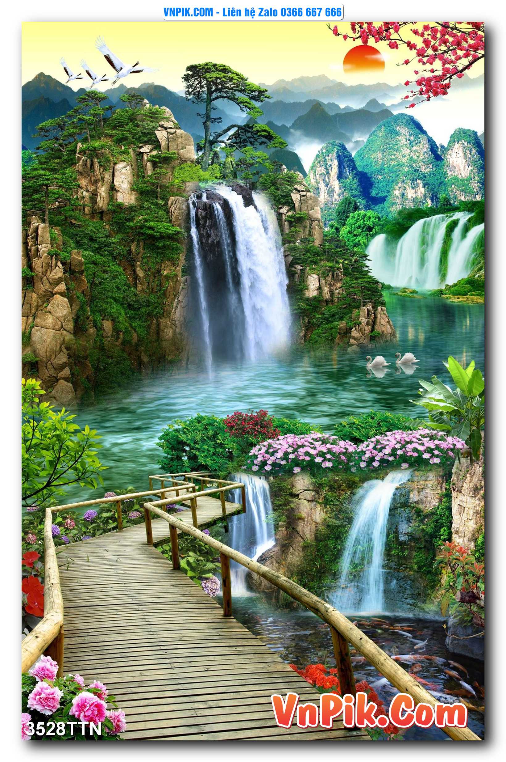 Tranh thác nước – Tranh phong thủy – Tranh treo tường mã 3528TTN