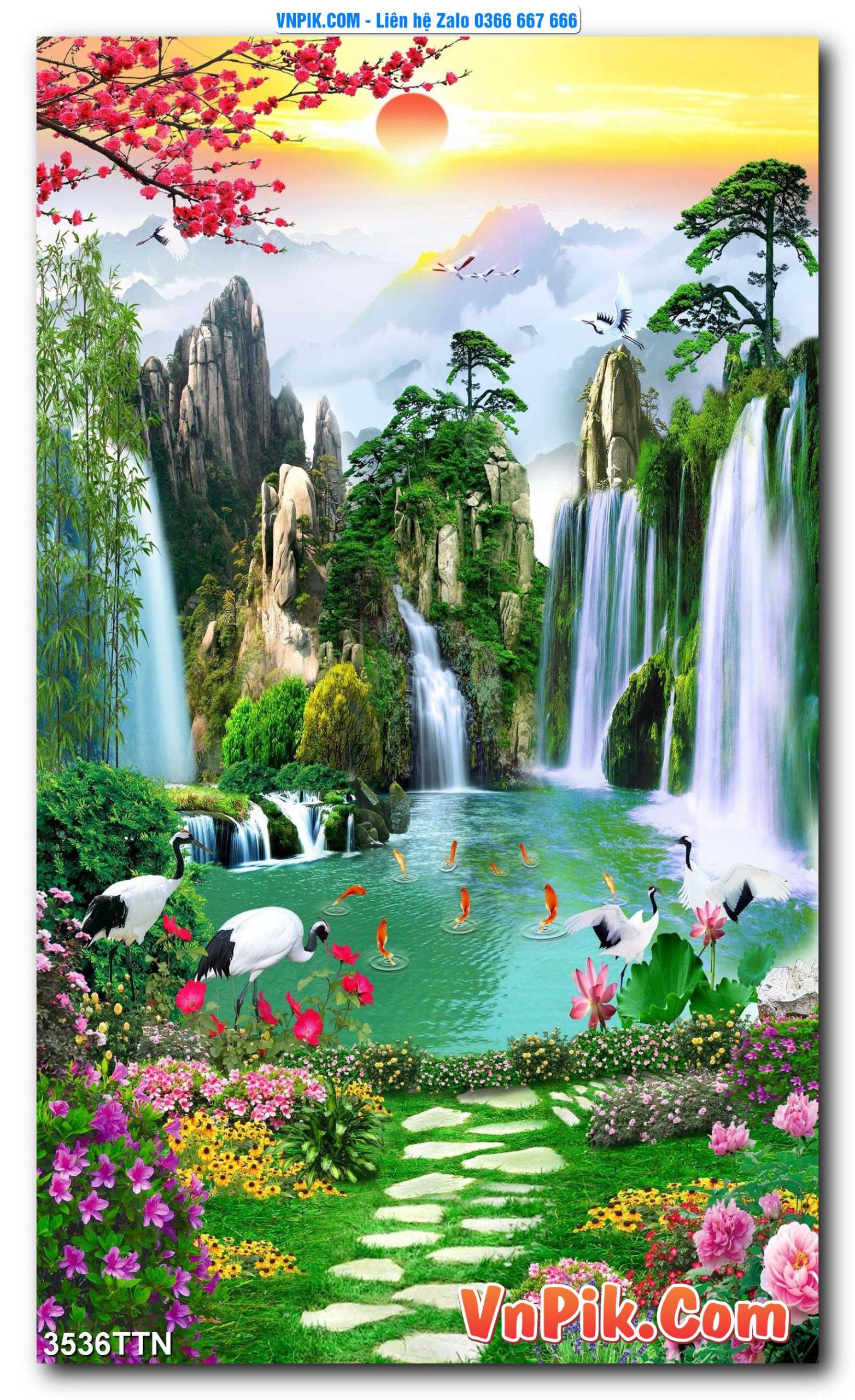 Tranh thác nước – Tranh phong thủy – Tranh treo tường mã 3536TTN