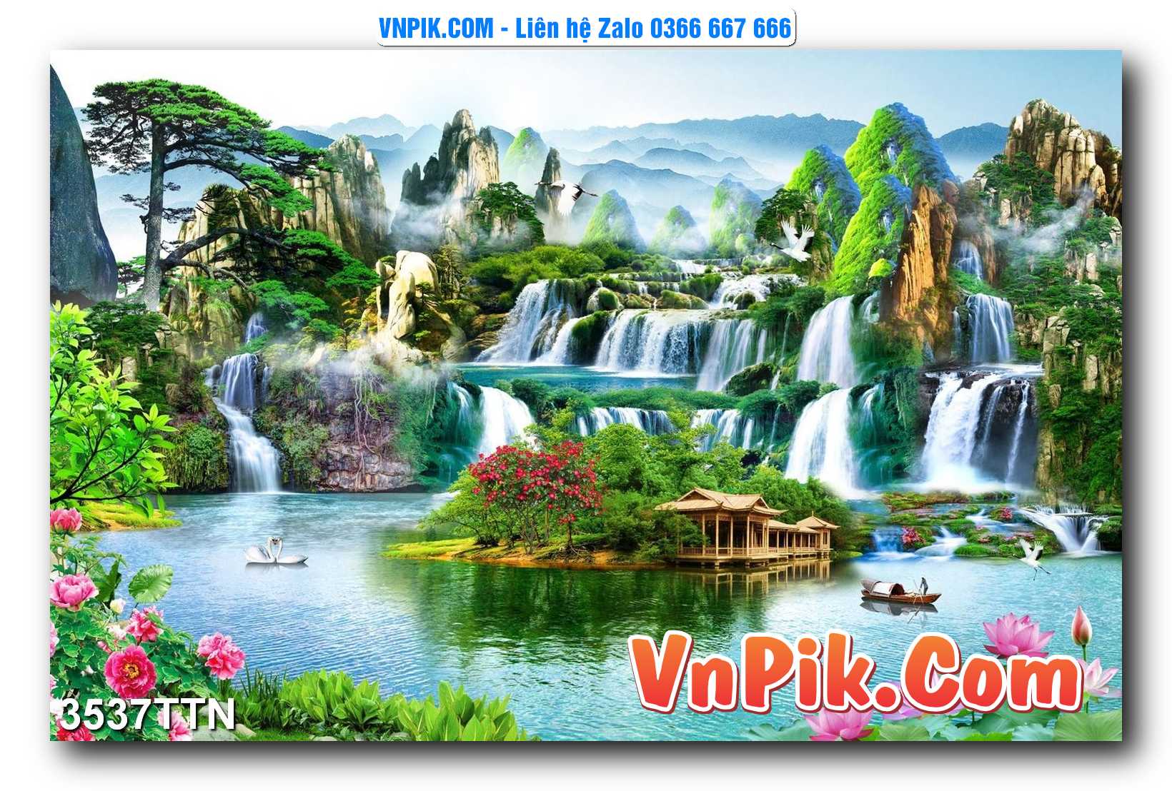 Tranh thác nước – Tranh phong thủy – Tranh treo tường mã 3537TTN