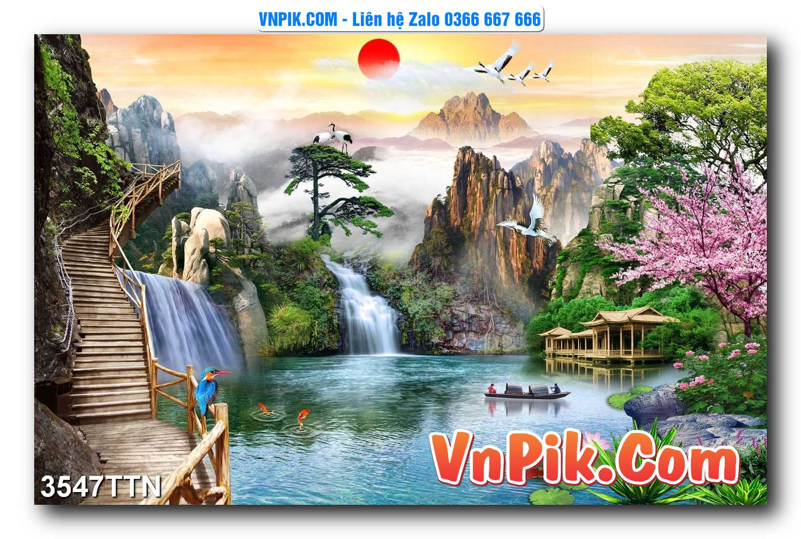 Tranh thác nước – Tranh phong thủy – Tranh treo tường mã 3547TTN