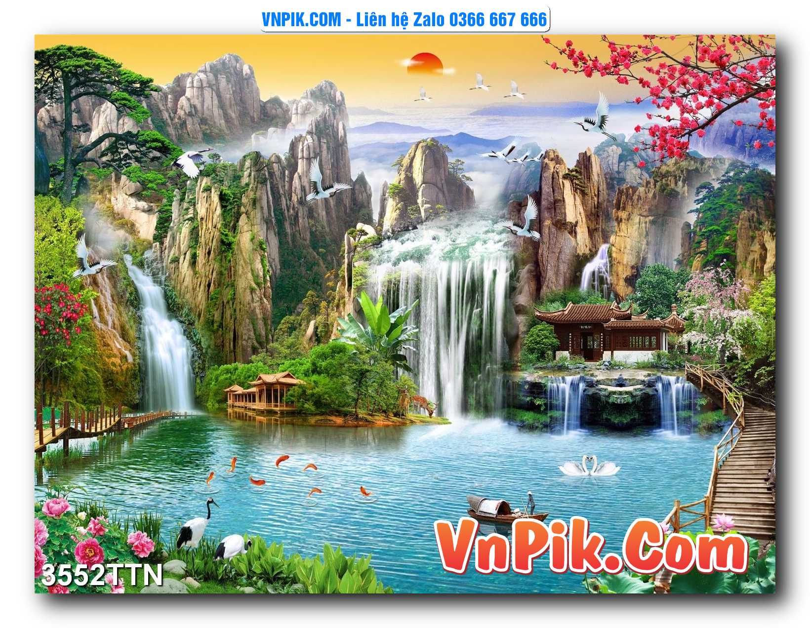 Tranh thác nước – Tranh phong thủy – Tranh treo tường mã 3552TTN