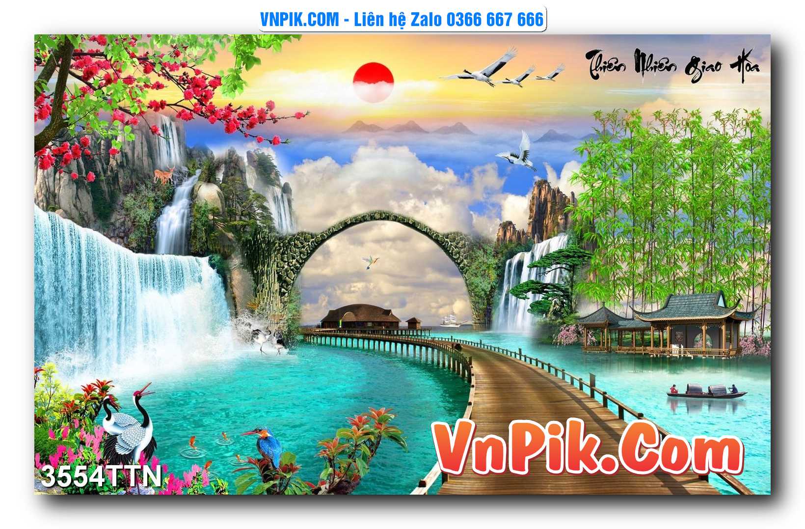 Tranh thác nước – Tranh phong thủy – Tranh treo tường mã 3554TTN