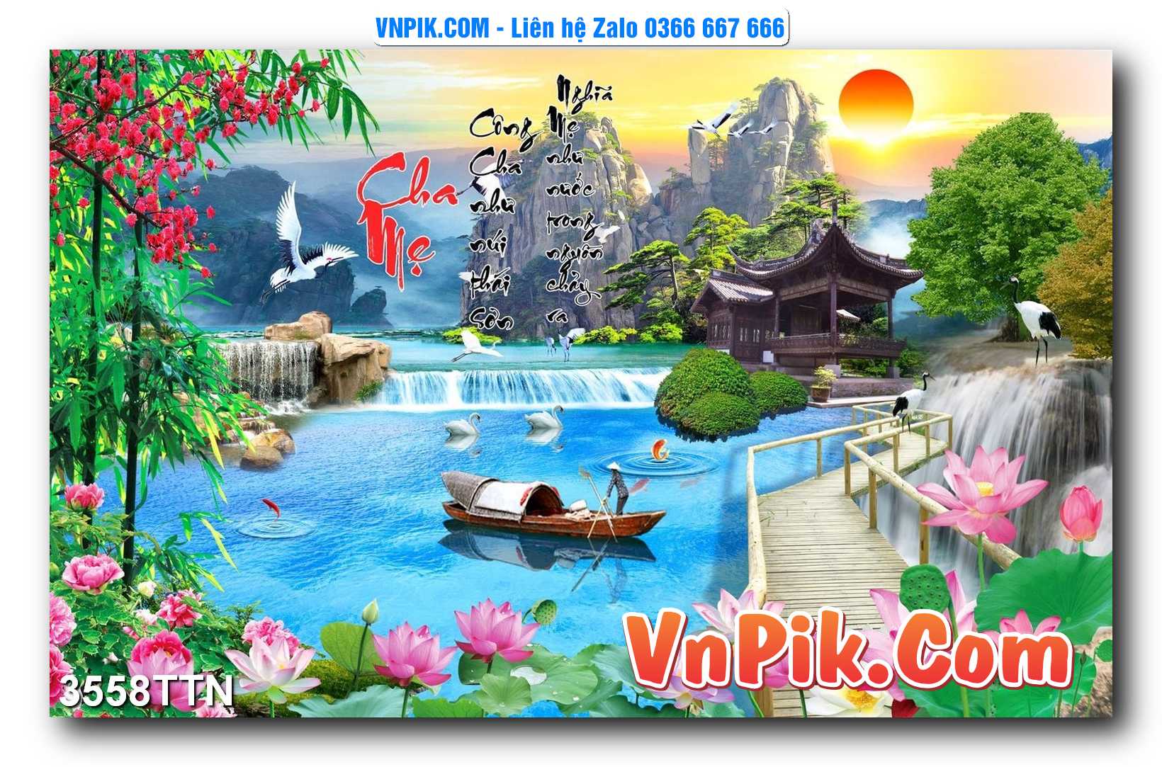 Tranh thác nước – Tranh phong thủy – Tranh treo tường mã 3558TTN