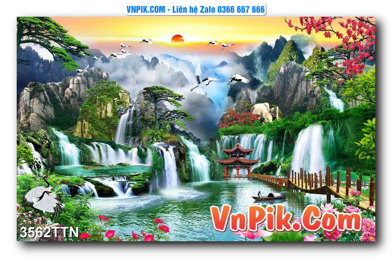 Tranh thác nước – Tranh phong thủy – Tranh treo tường mã 3562TTN
