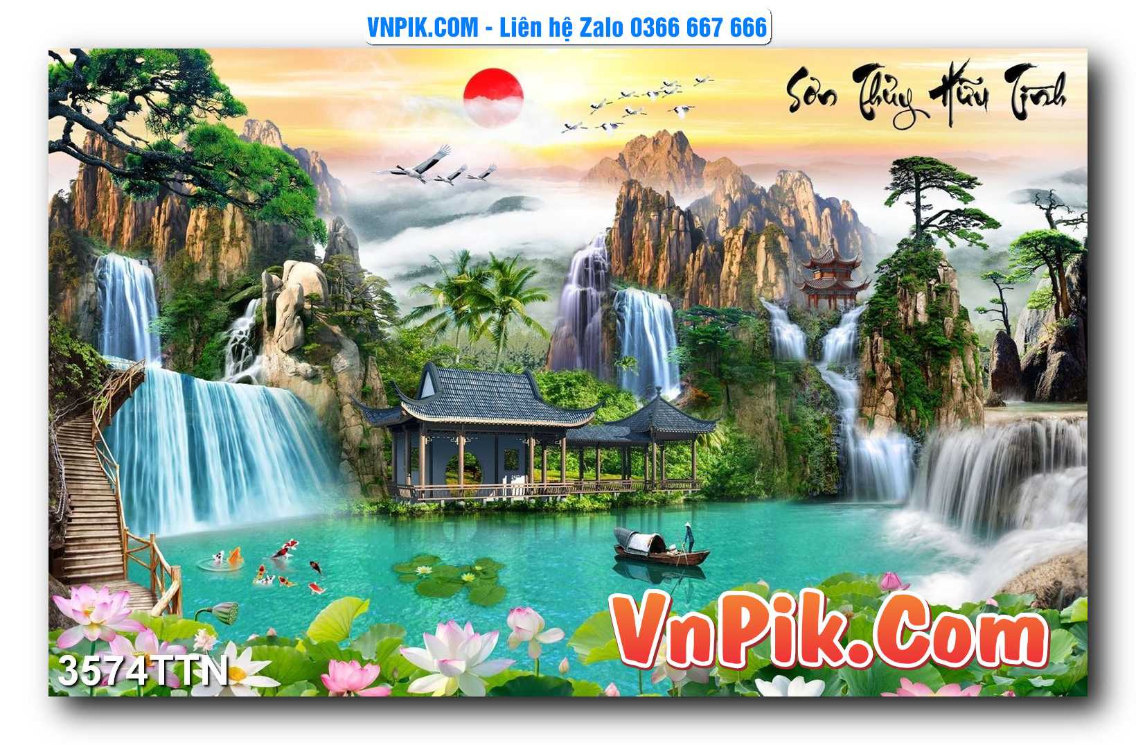 Tranh thác nước – Tranh phong thủy – Tranh treo tường mã 3574TTN
