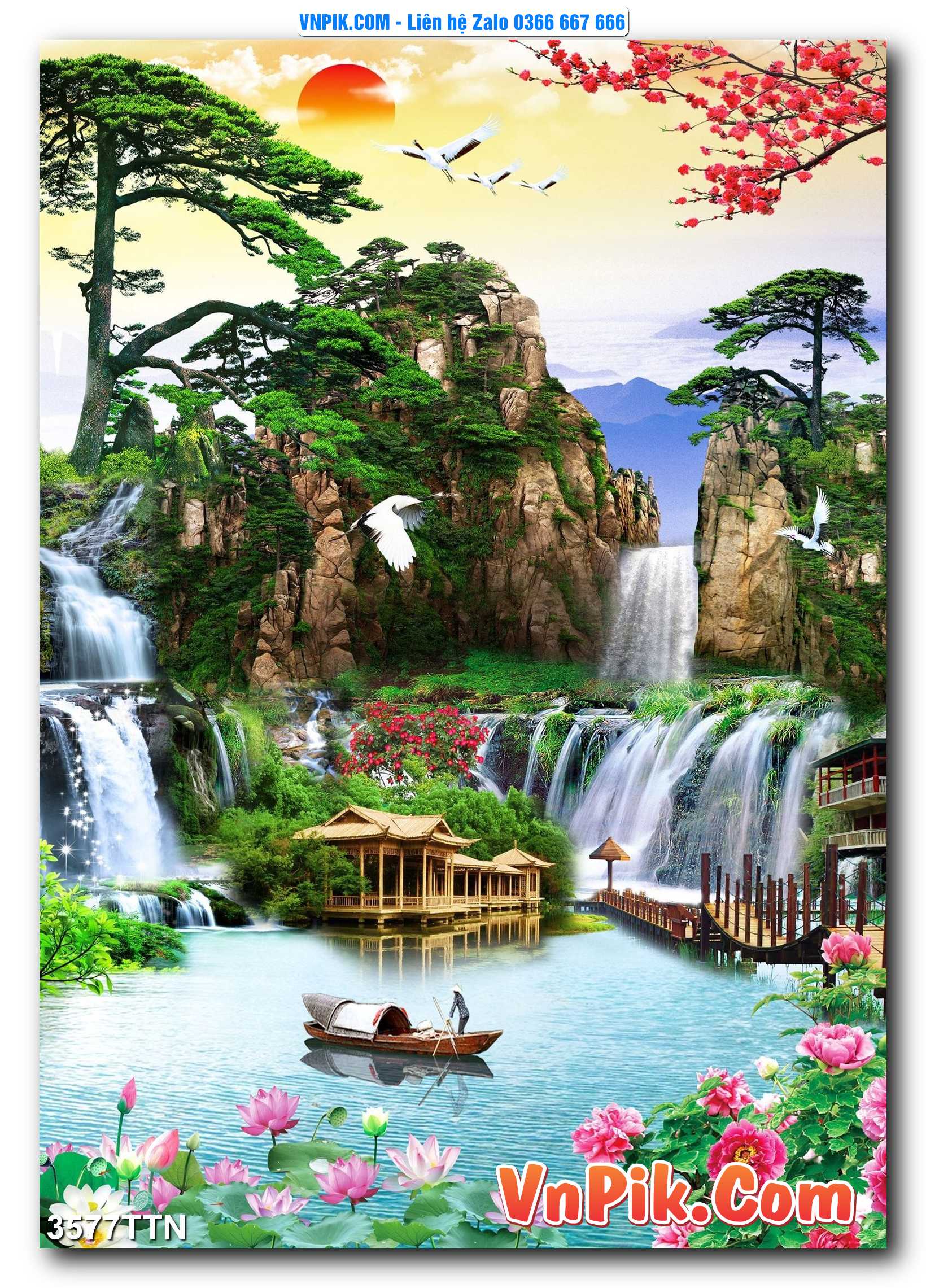 Tranh thác nước – Tranh phong thủy – Tranh treo tường mã 3577TTN