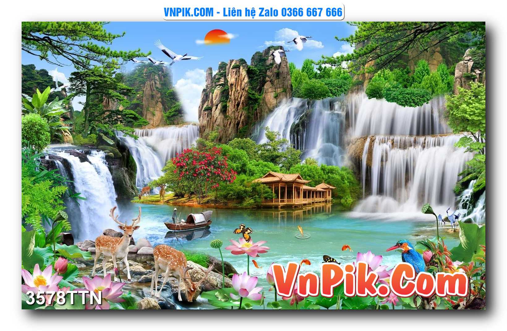 Tranh thác nước – Tranh phong thủy – Tranh treo tường mã 3578TTN