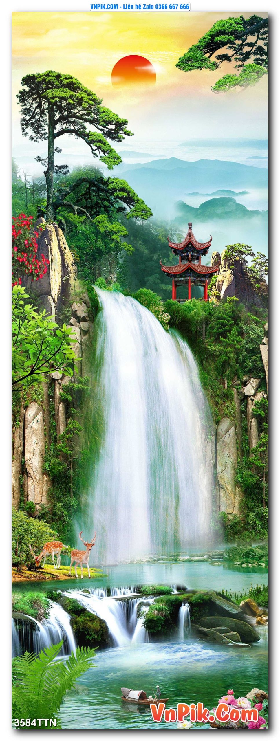 Tranh thác nước – Tranh phong thủy – Tranh treo tường mã 3584TTN