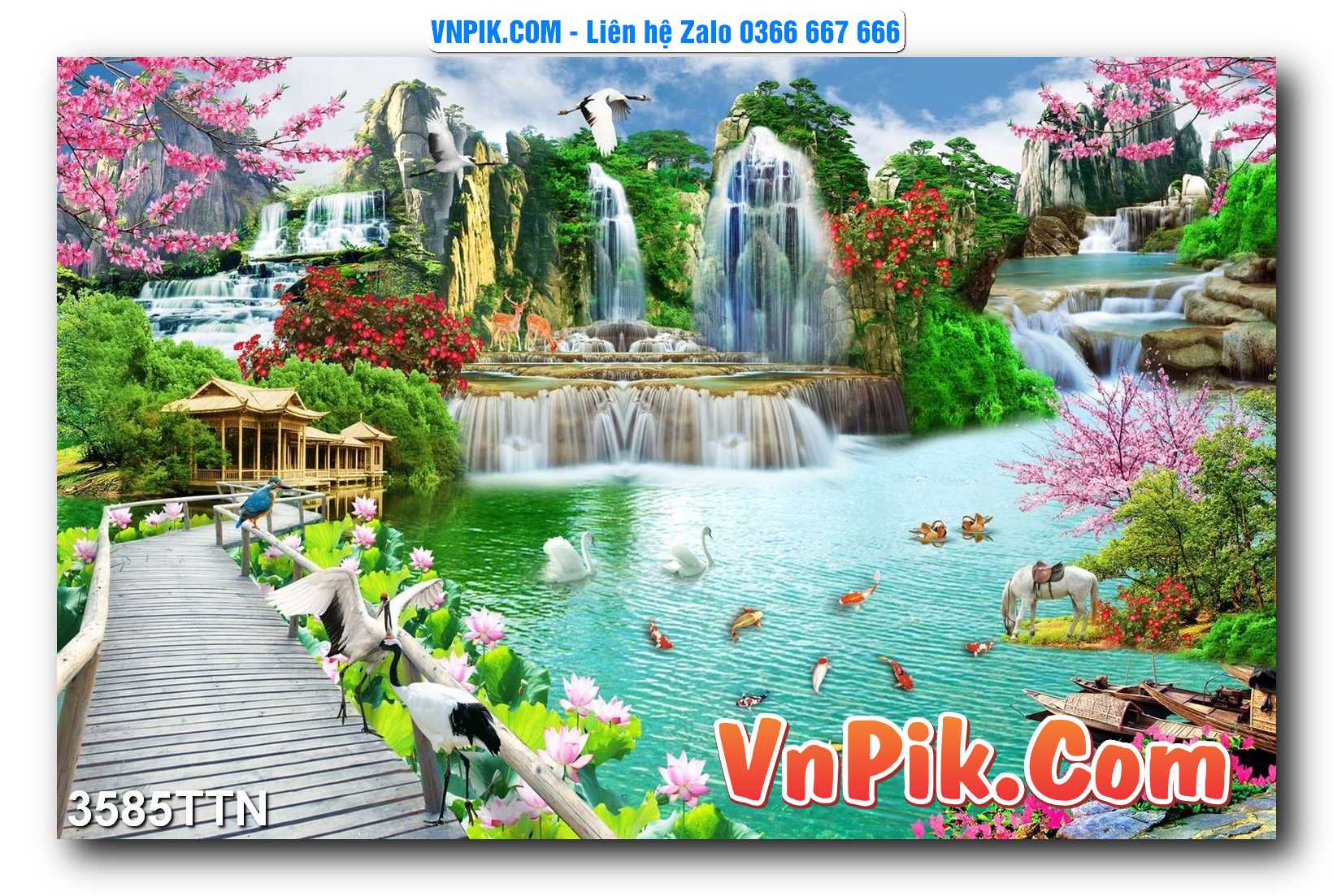Tranh thác nước – Tranh phong thủy – Tranh treo tường mã 3585TTN