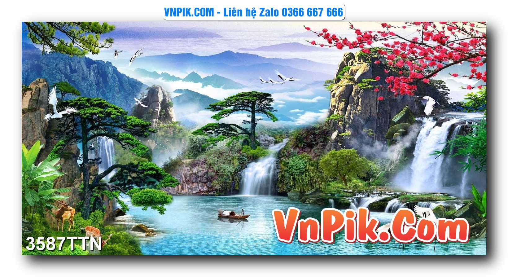 Tranh thác nước – Tranh phong thủy – Tranh treo tường mã 3587TTN
