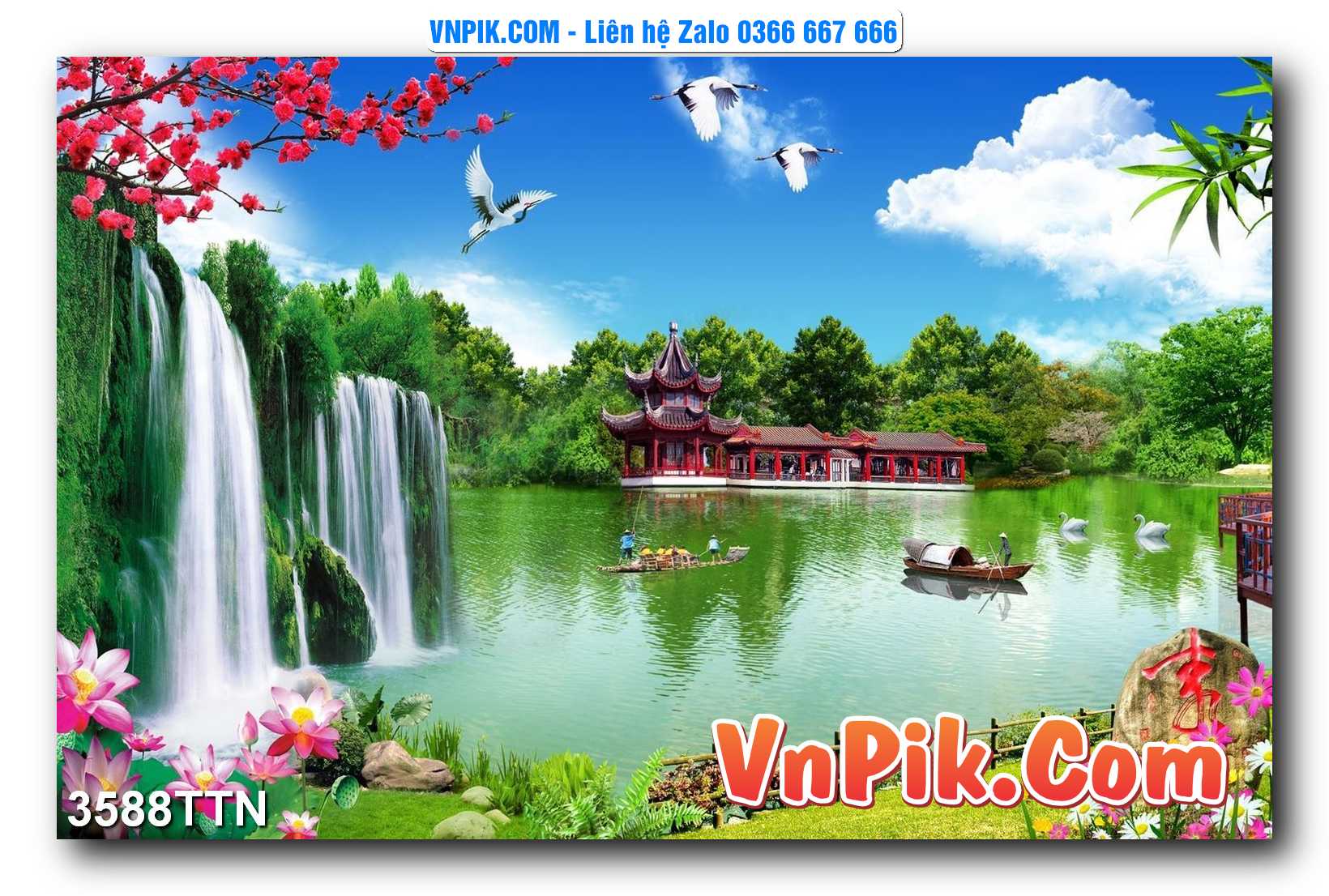 Tranh thác nước – Tranh phong thủy – Tranh treo tường mã 3588TTN